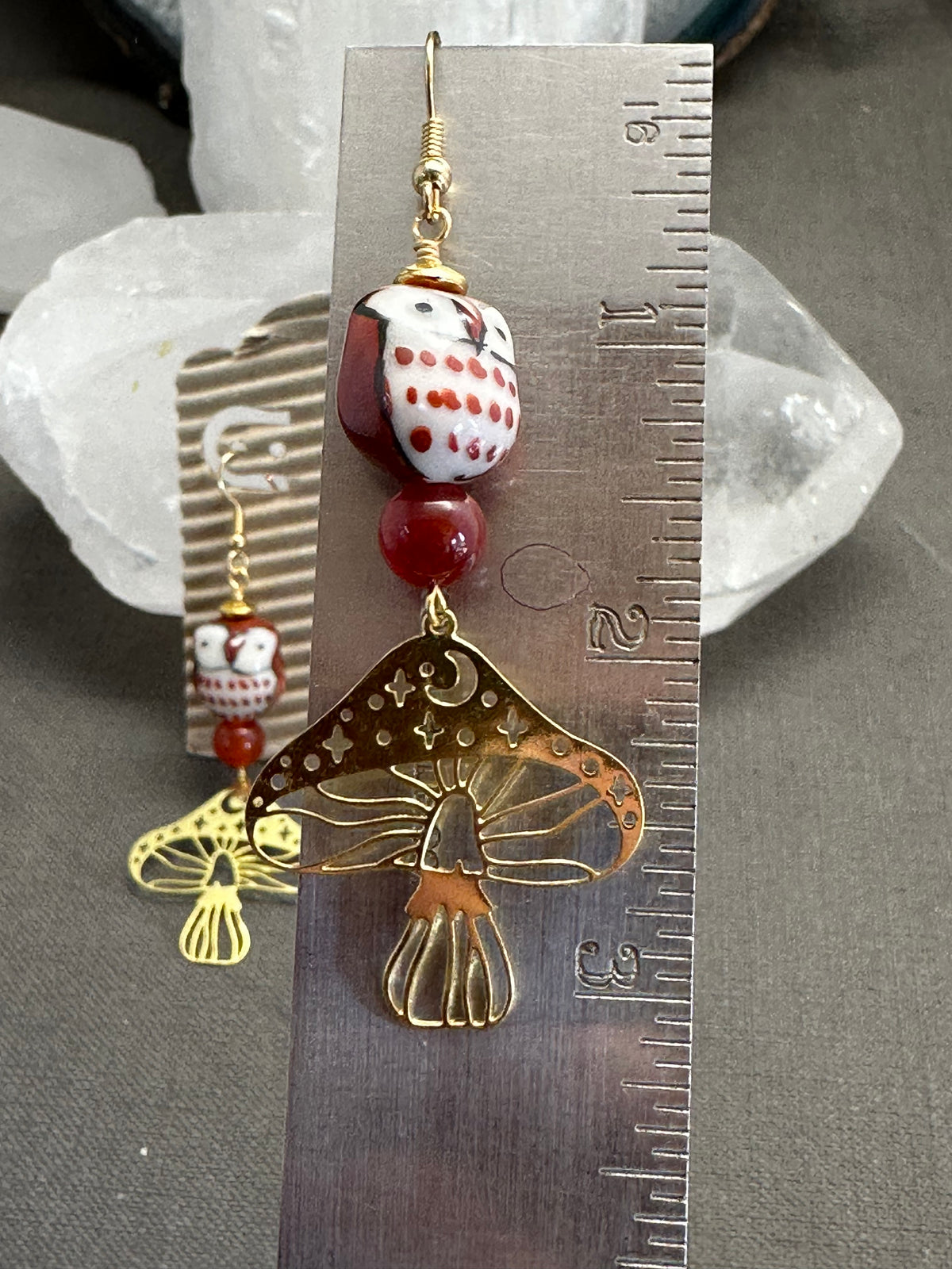 Owl & Mushroom earrings