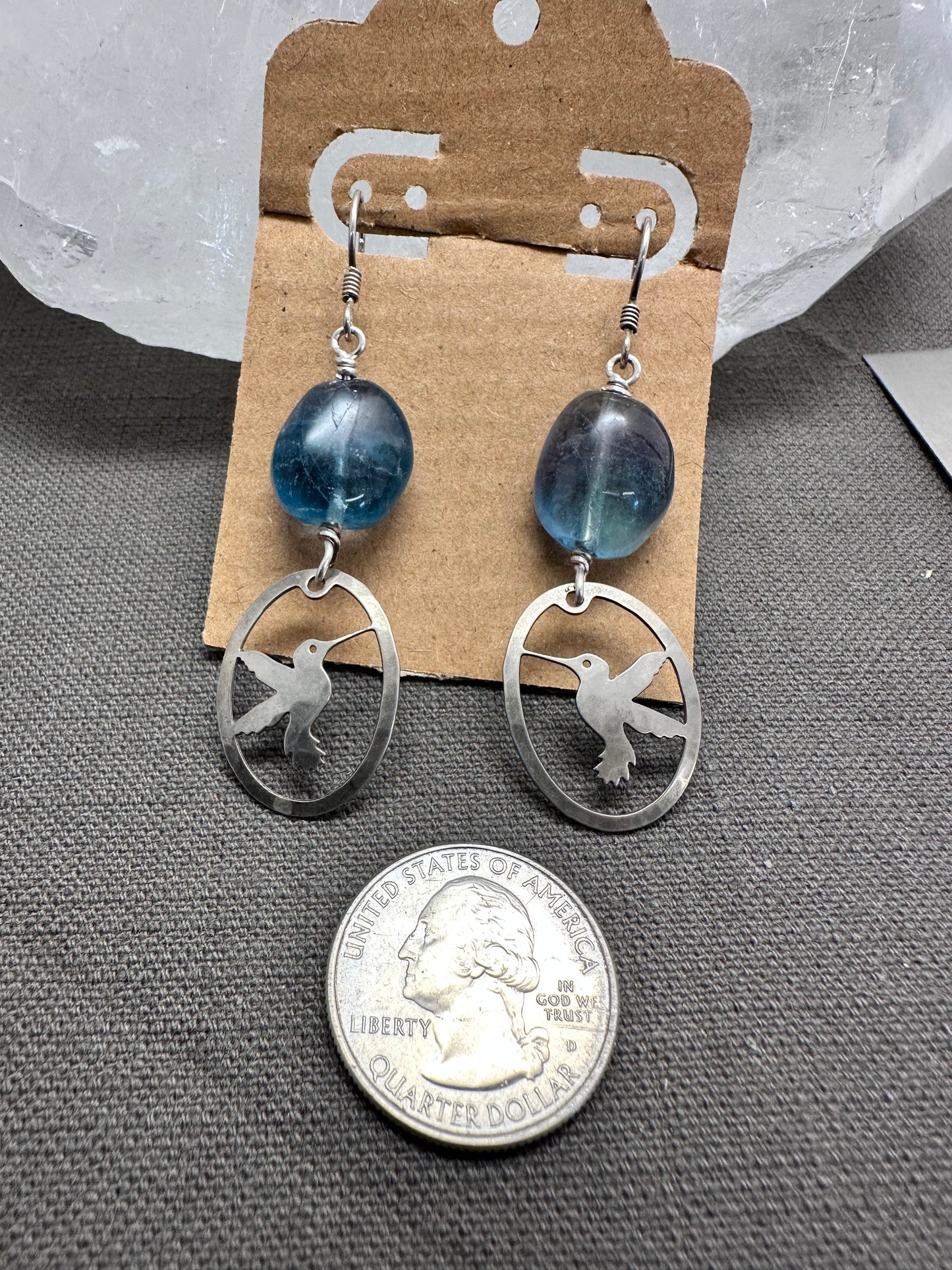 Hummingbirds and Fluorite earrings