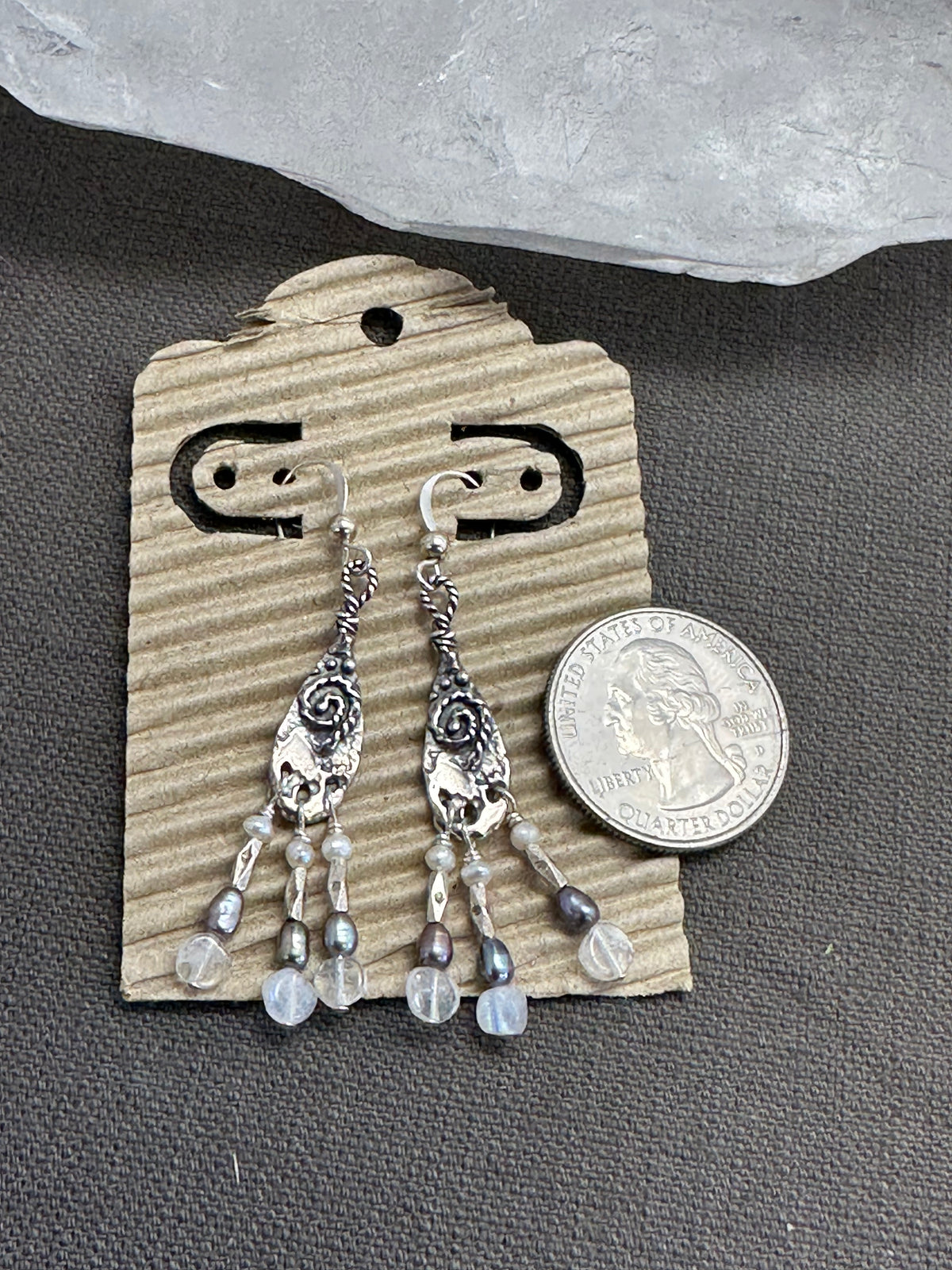 Spirals and Pearls earrings