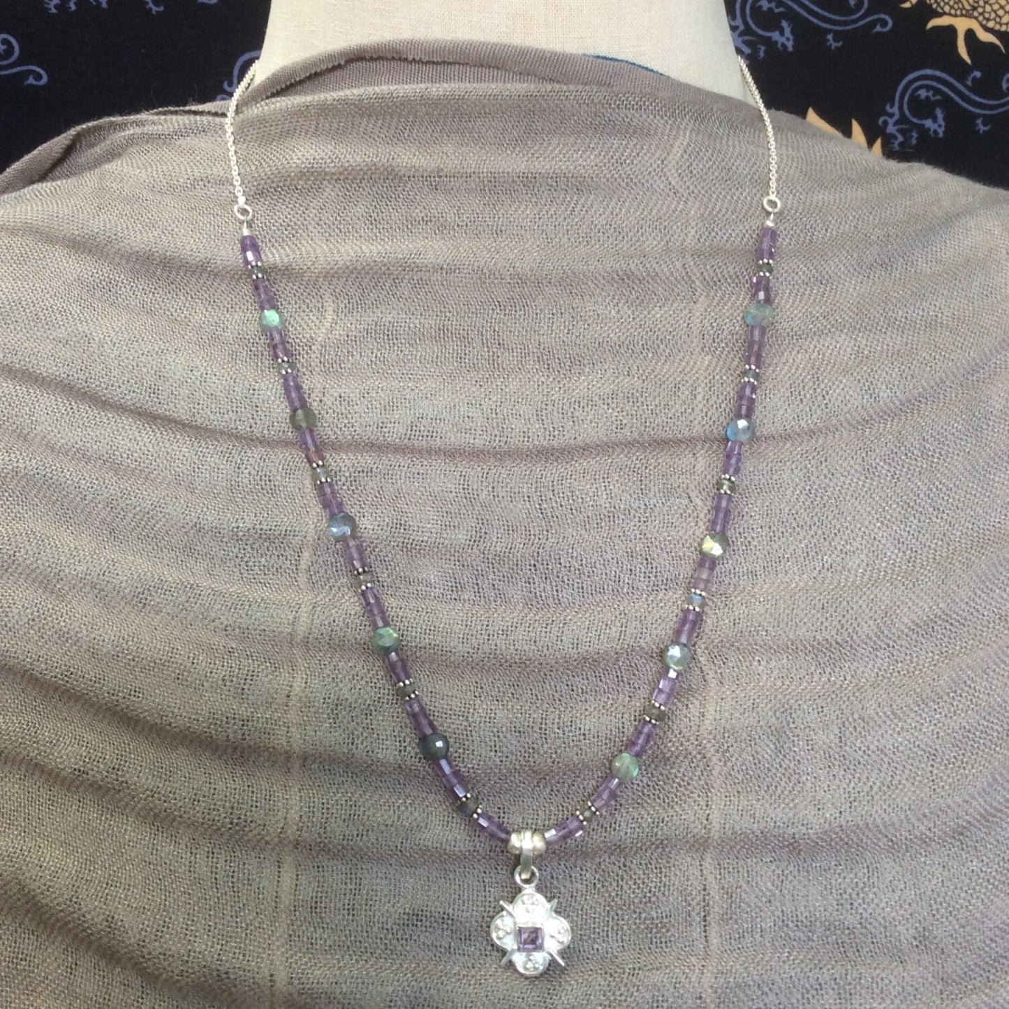 necklace "North Star" Amethyst pendant, Amethyst, Labradorite, Celestial series, Guiding Light, Reiki charged, Chakra jewelry