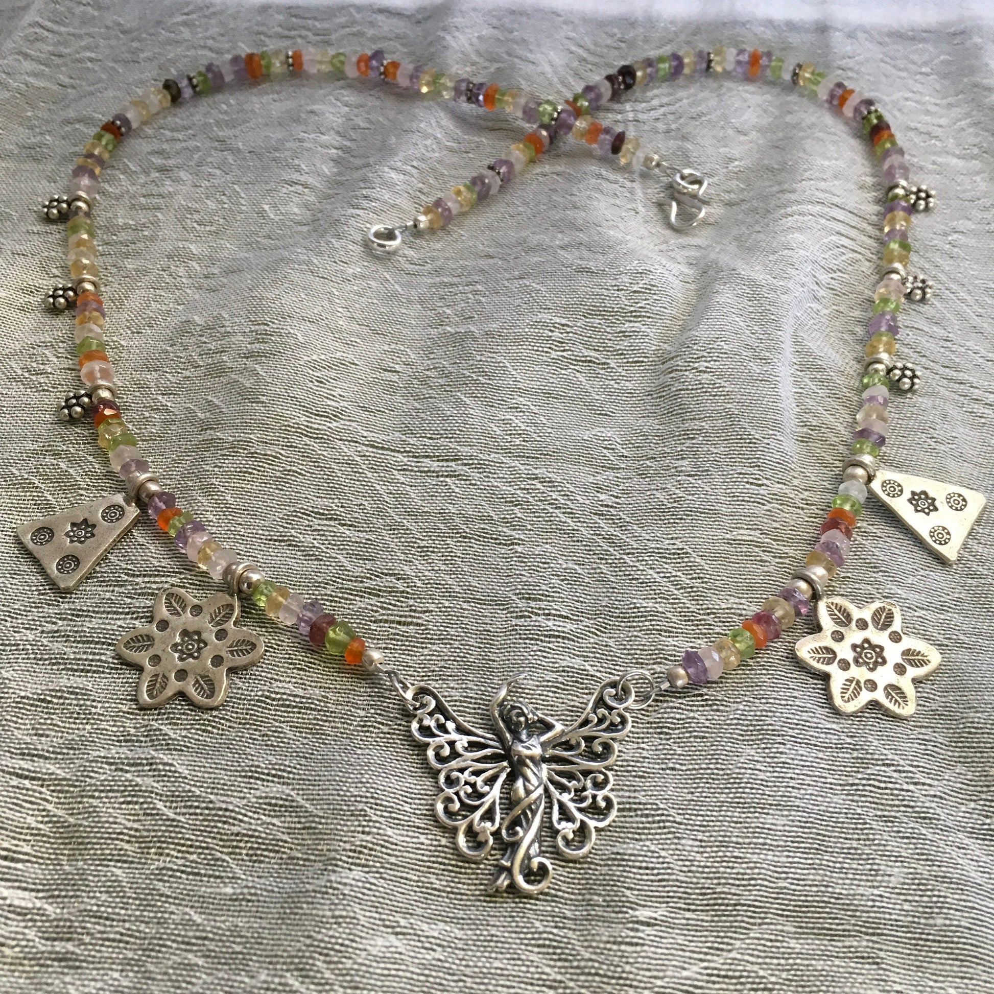 necklace "Broom Fairy" sterling Fairy pendant, Hill Tribe Silver charms, Fairy jewelry, Gift Idea, Midsummer's Night Dream, Fae jewelry