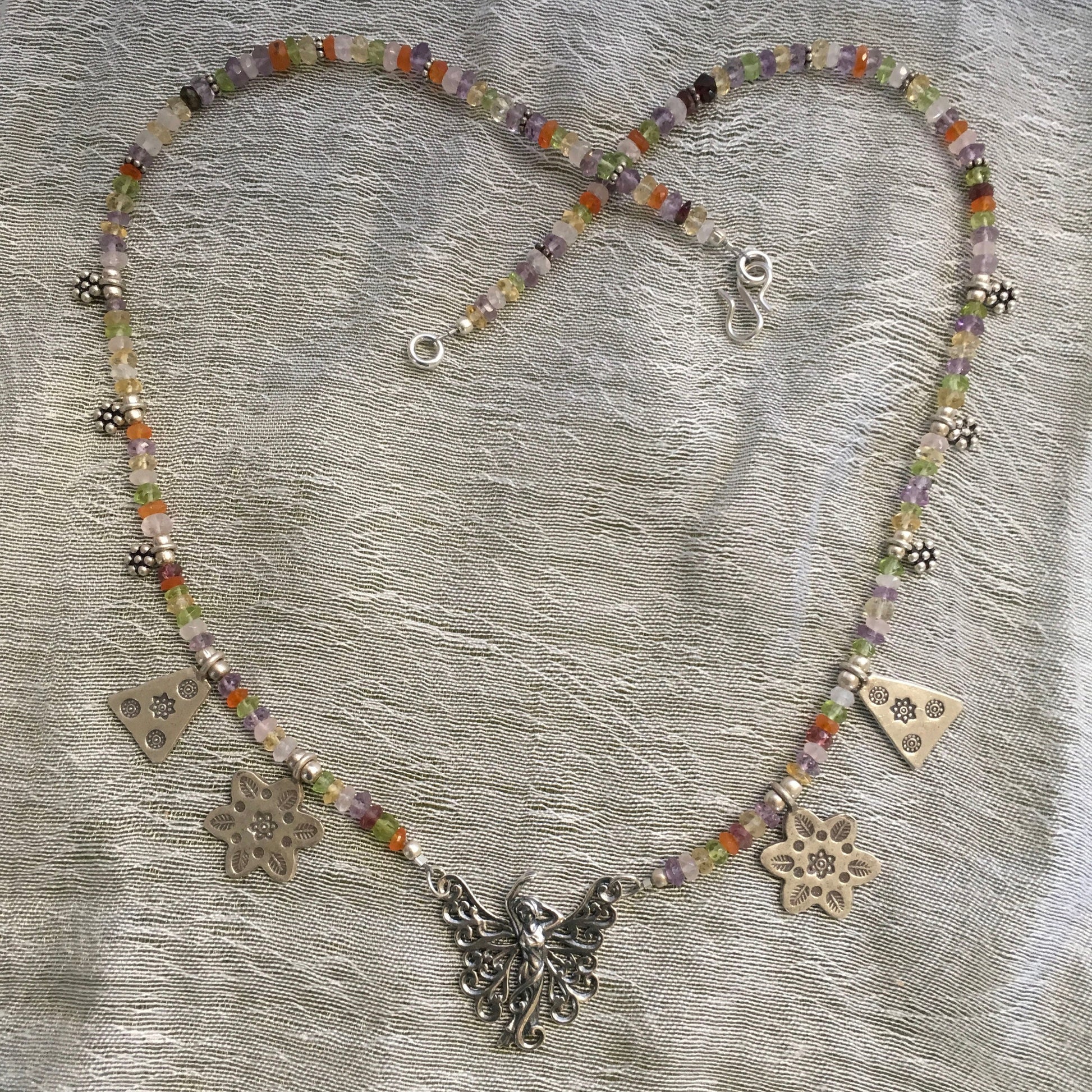 necklace "Broom Fairy" sterling Fairy pendant, Hill Tribe Silver charms, Fairy jewelry, Gift Idea, Midsummer's Night Dream, Fae jewelry