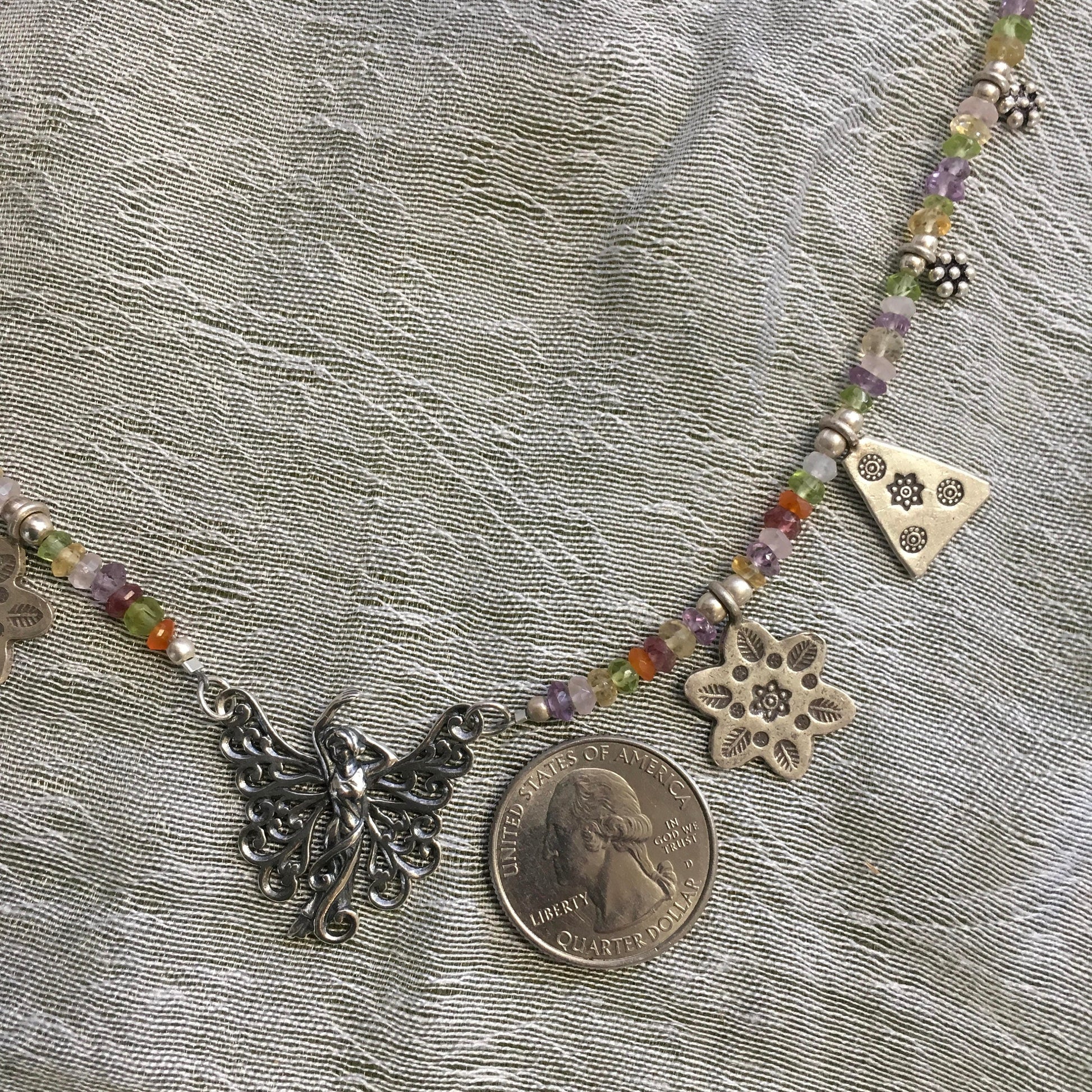 necklace "Broom Fairy" sterling Fairy pendant, Hill Tribe Silver charms, Fairy jewelry, Gift Idea, Midsummer's Night Dream, Fae jewelry