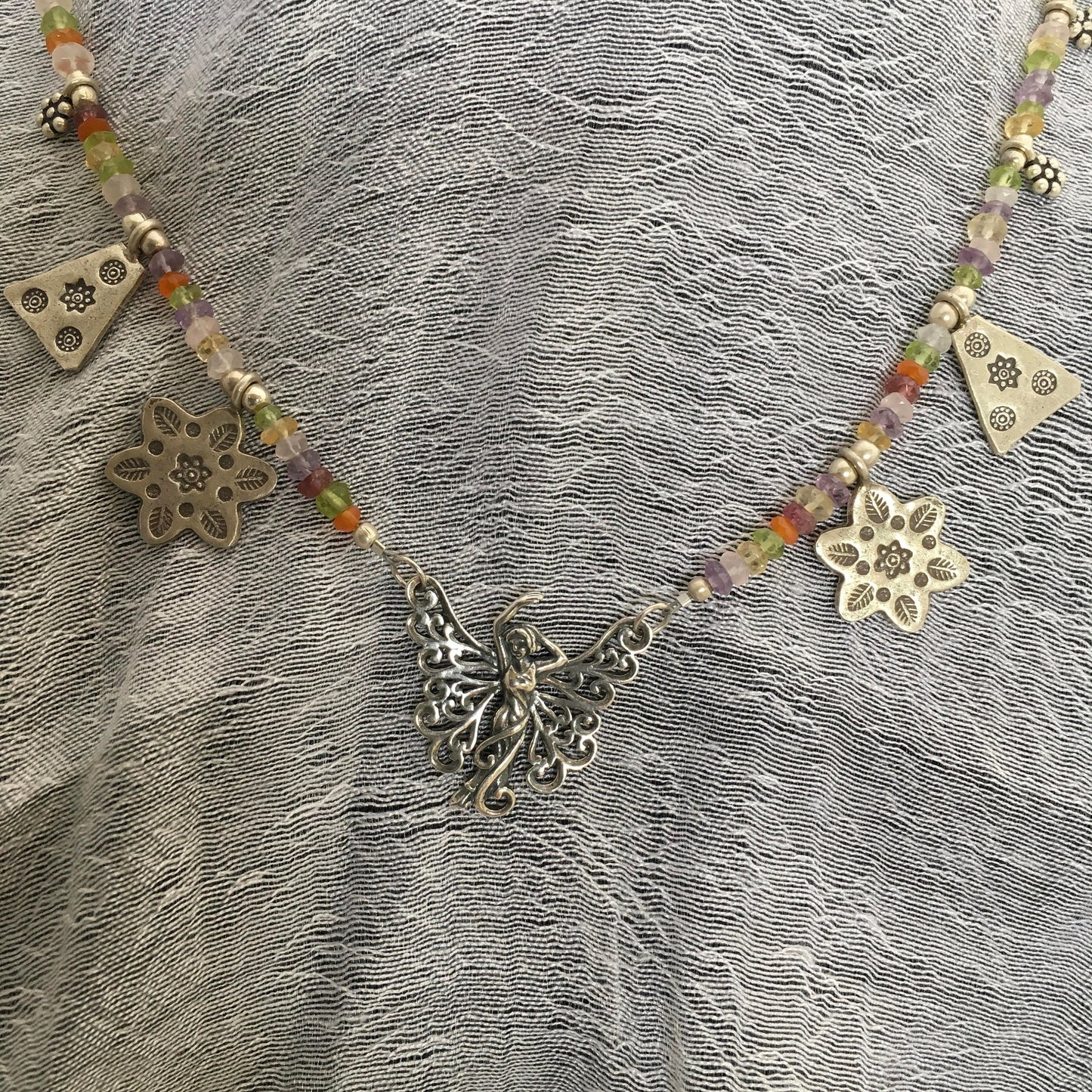 necklace "Broom Fairy" sterling Fairy pendant, Hill Tribe Silver charms, Fairy jewelry, Gift Idea, Midsummer's Night Dream, Fae jewelry