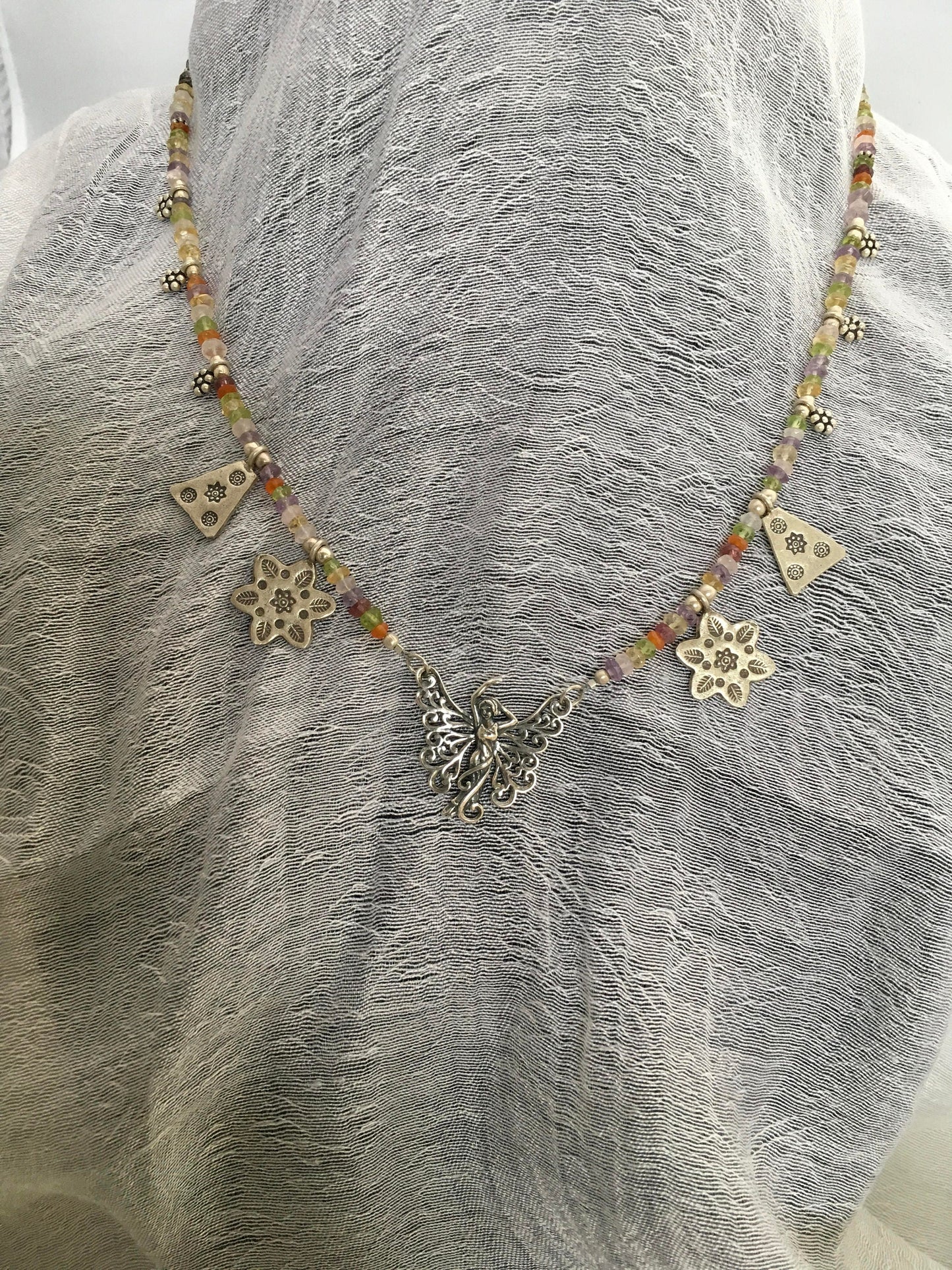 necklace "Broom Fairy" sterling Fairy pendant, Hill Tribe Silver charms, Fairy jewelry, Gift Idea, Midsummer's Night Dream, Fae jewelry