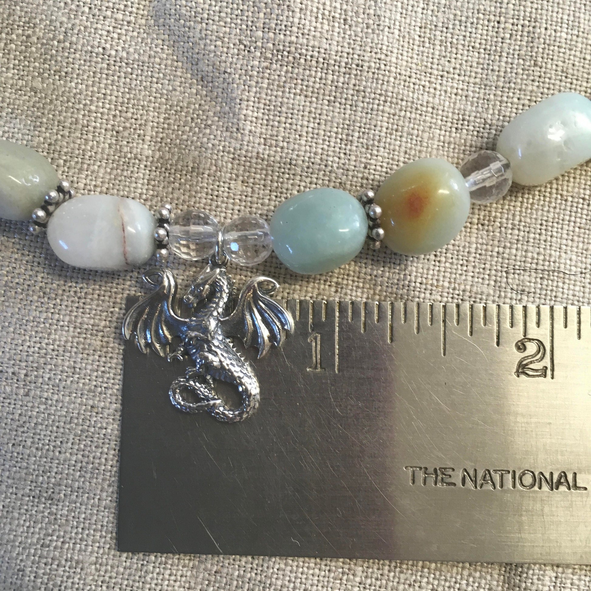 necklace "Frost Dragon" Sterling Dragon pendant, Amazonite, Quartz, Snowflakes, Gift idea, Gender Neutral, Reiki charged, Dragon jewelry