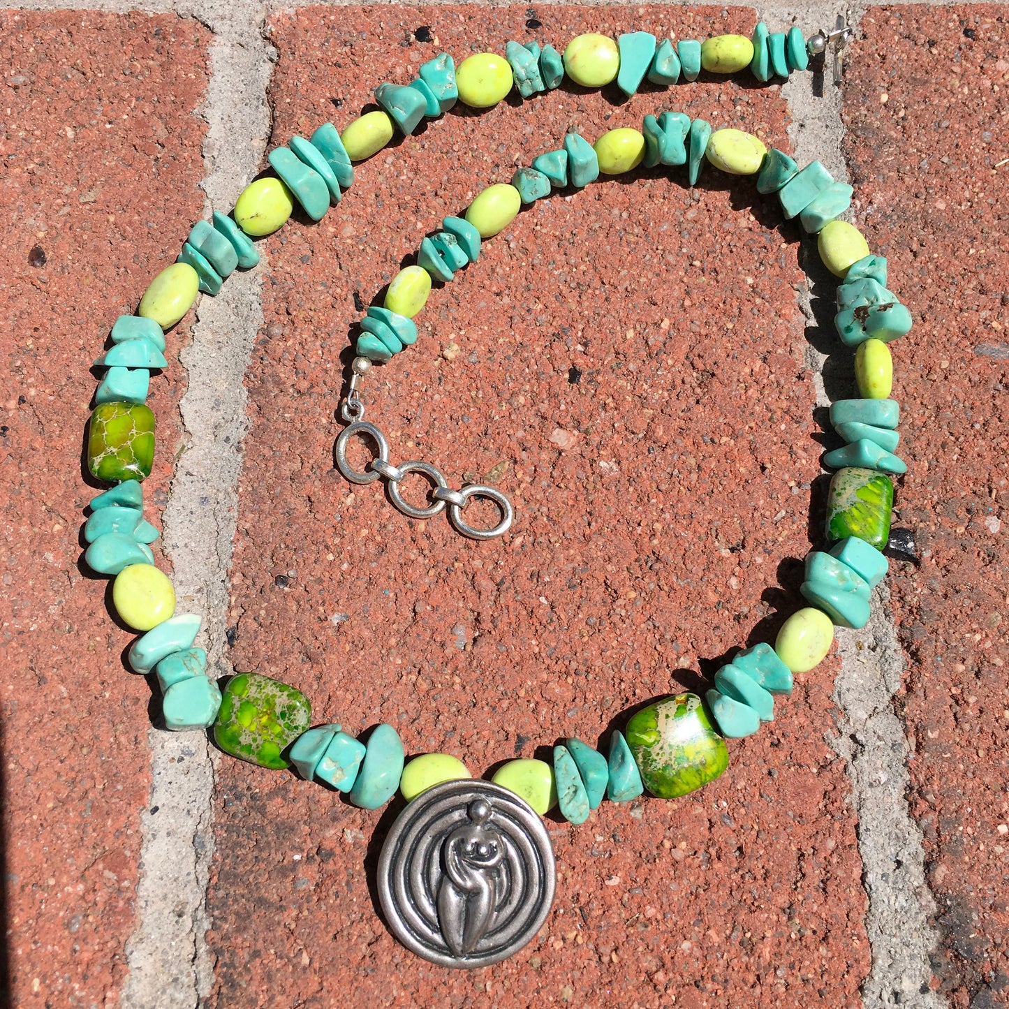 necklace "Earth Momma" Sterling Goddess pendant, Turquoise, Goddess jewelry, Reiki charged, Gift for Her, Mother's Day, Earth Day, Gaia