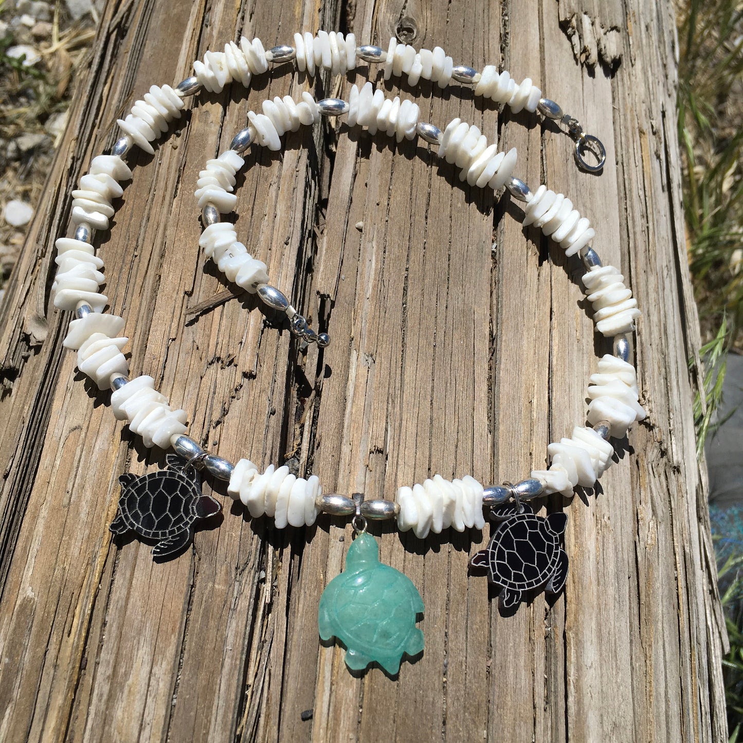 necklace "Crush" Sea Turtle charms, Shell necklace, Surfer wear, Ocean jewelry, Gender Neutral, Reiki charged, Gift idea, Mens necklace