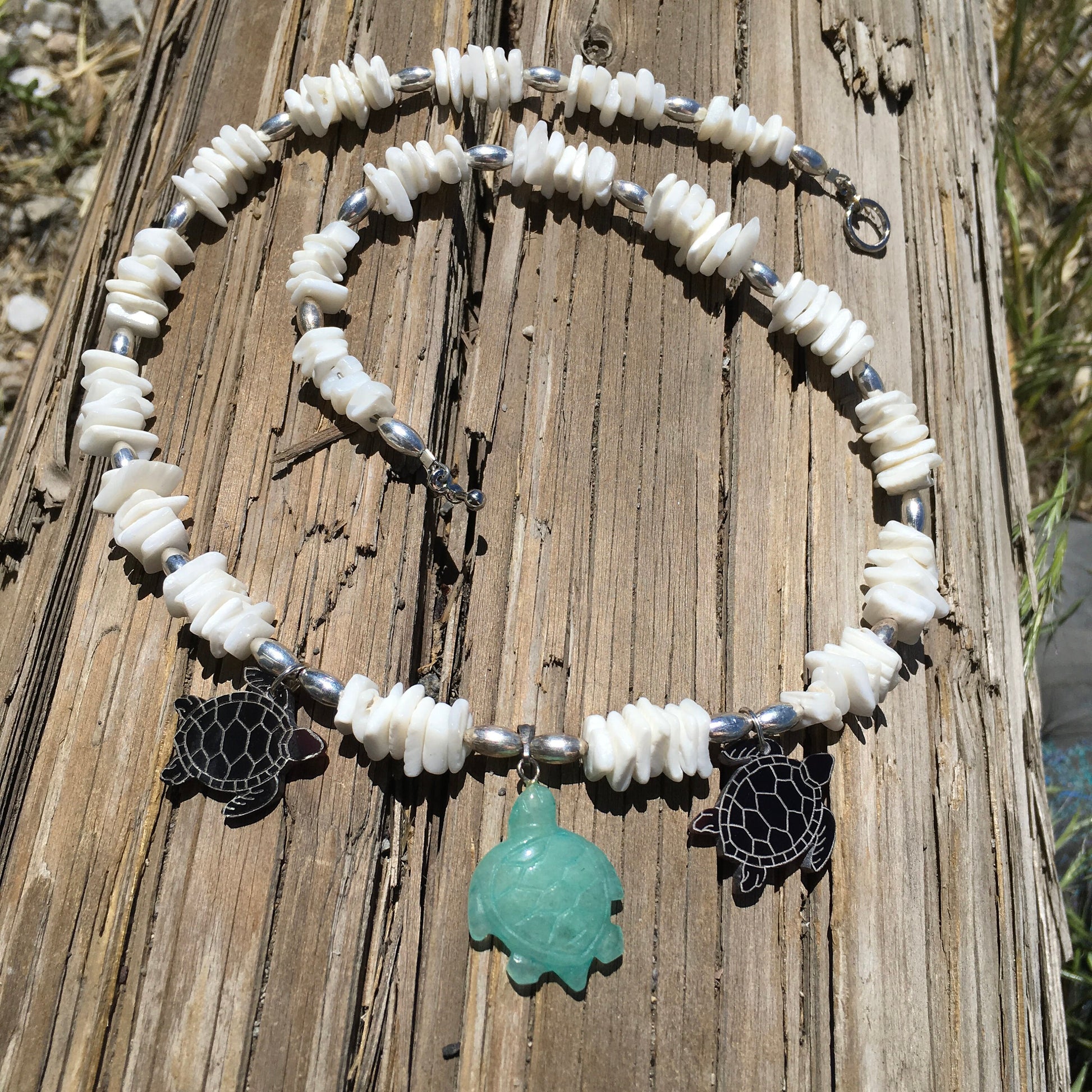 necklace "Crush" Sea Turtle charms, Shell necklace, Surfer wear, Ocean jewelry, Gender Neutral, Reiki charged, Gift idea, Mens necklace