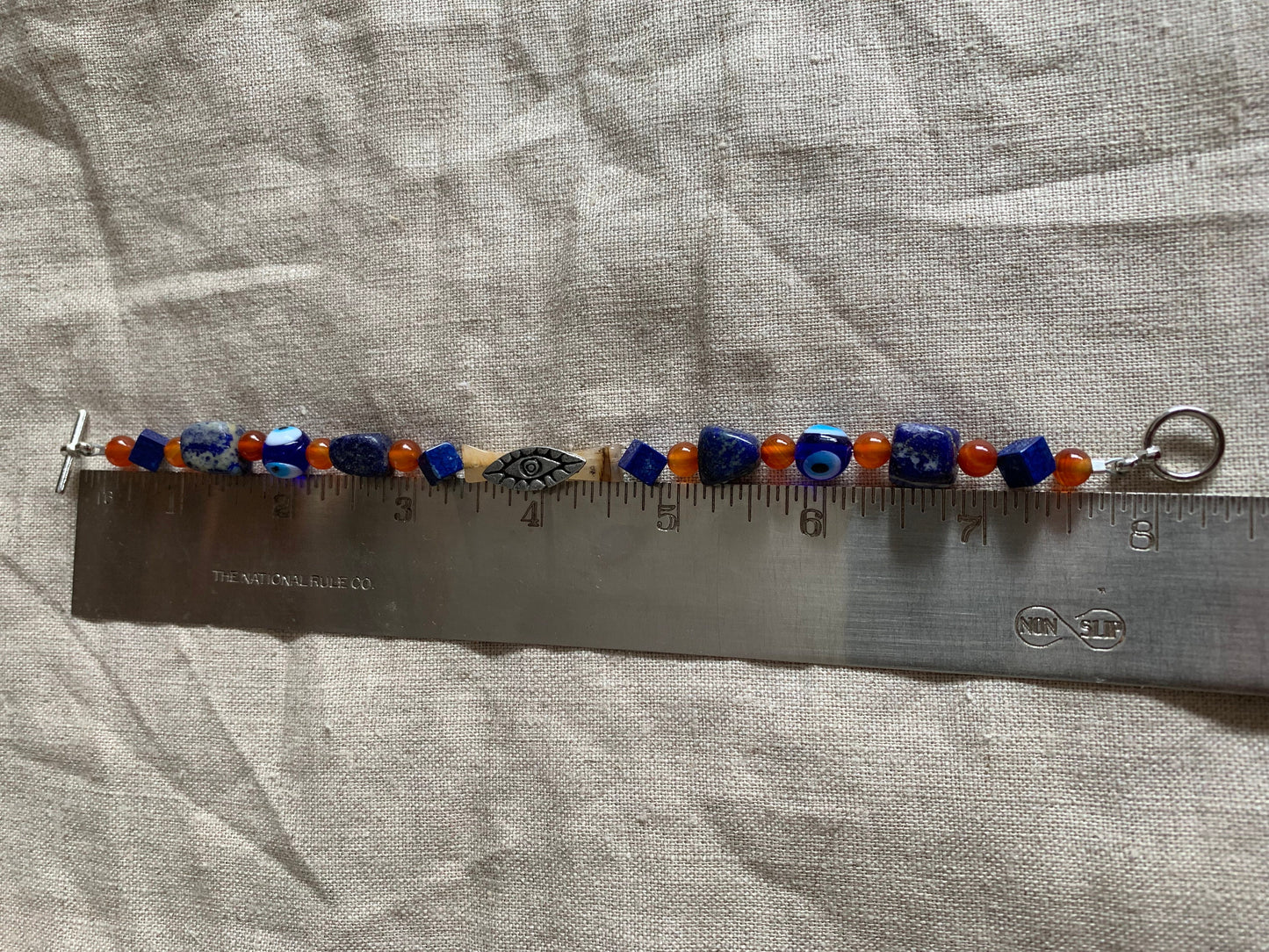 bracelet "Eye See You" Pewter All Seeing Eye, Lapis, Carnelian, Agate, Evil Eye beads, Protection, Gift idea, Gender Neutral, Reiki charged