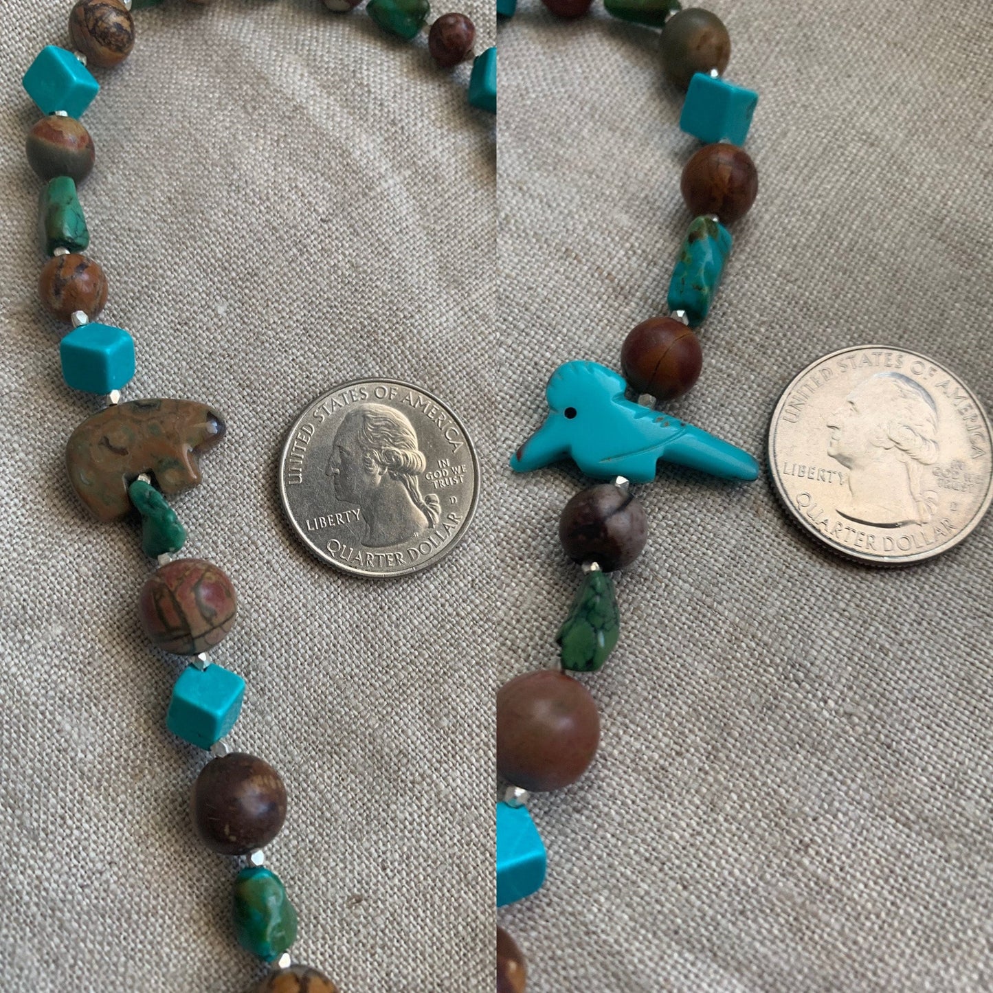 necklace "Desert Summer" Kingman Turquoise & Jasper pendant, Turquoise, Jasper, Animal Fetish, Gift idea, Wild West jewelry, Gender Neutral
