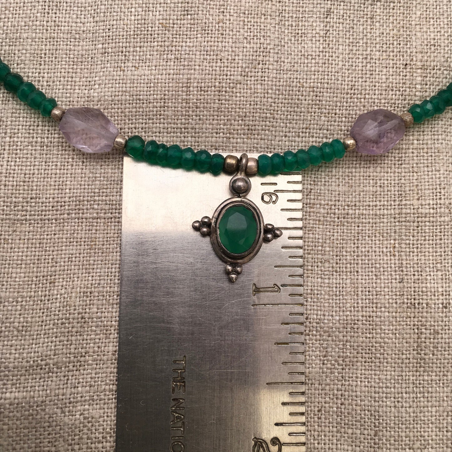 necklace "Royal Bounty" Green Onyx & Amethyst pendants, Amethyst, Gift for Her, Green Onyx, Reiki charged, Wedding jewelry, Bridesmaid