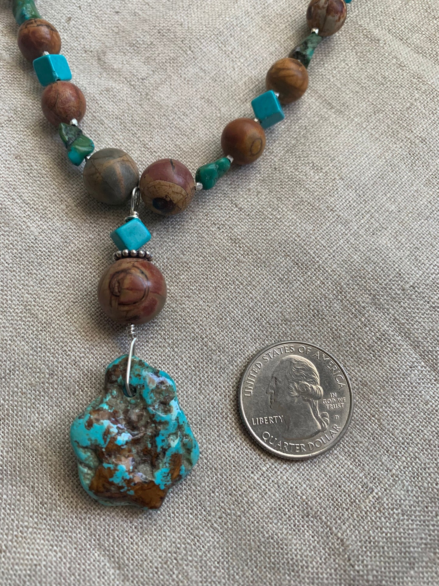 necklace "Desert Summer" Kingman Turquoise & Jasper pendant, Turquoise, Jasper, Animal Fetish, Gift idea, Wild West jewelry, Gender Neutral