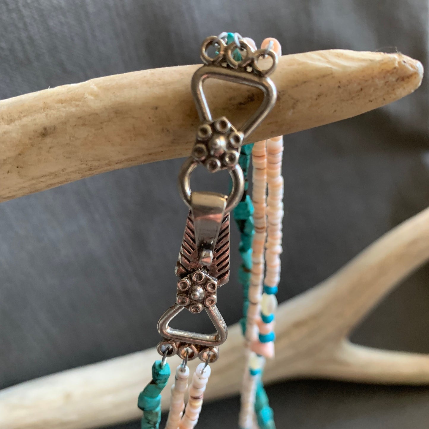 necklace "Freedom" Multi-strand necklace, Turquoise, MOP Bird of Prey, Shell heishi, Boho Style, Gender Neutral, Southwest Series, Reiki