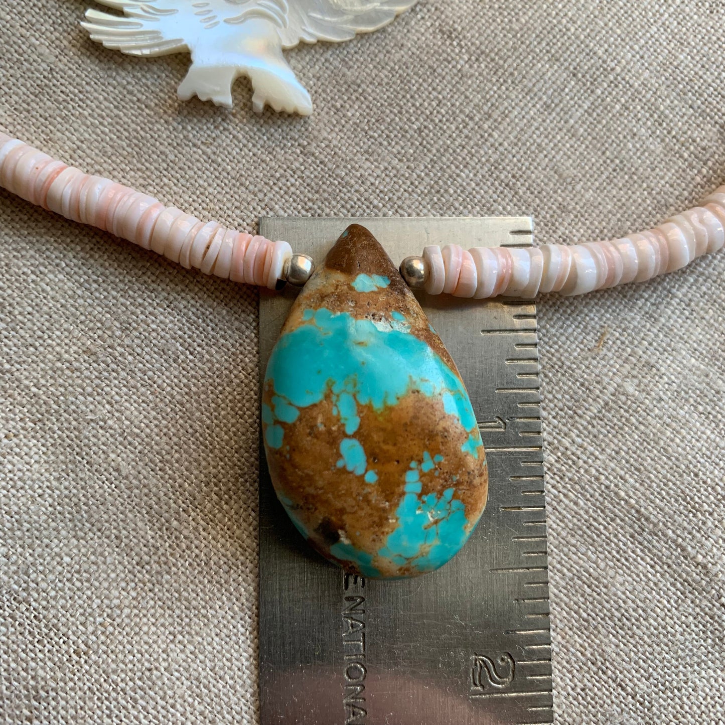 necklace "Freedom" Multi-strand necklace, Turquoise, MOP Bird of Prey, Shell heishi, Boho Style, Gender Neutral, Southwest Series, Reiki
