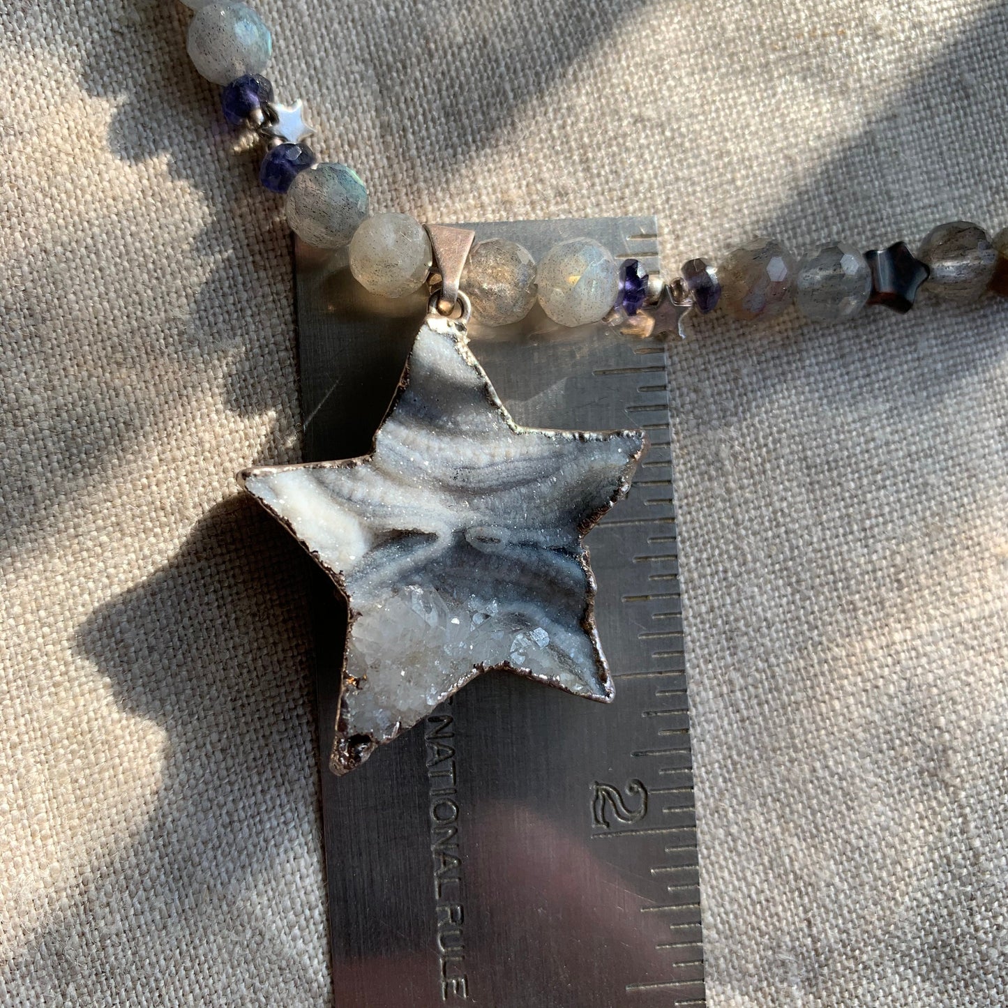 necklace "The Stars are Shining" Quartz Druzy Star, Faceted Labradorite, Stone Stars, Sterling Stars, Celestial Series, Statement piece