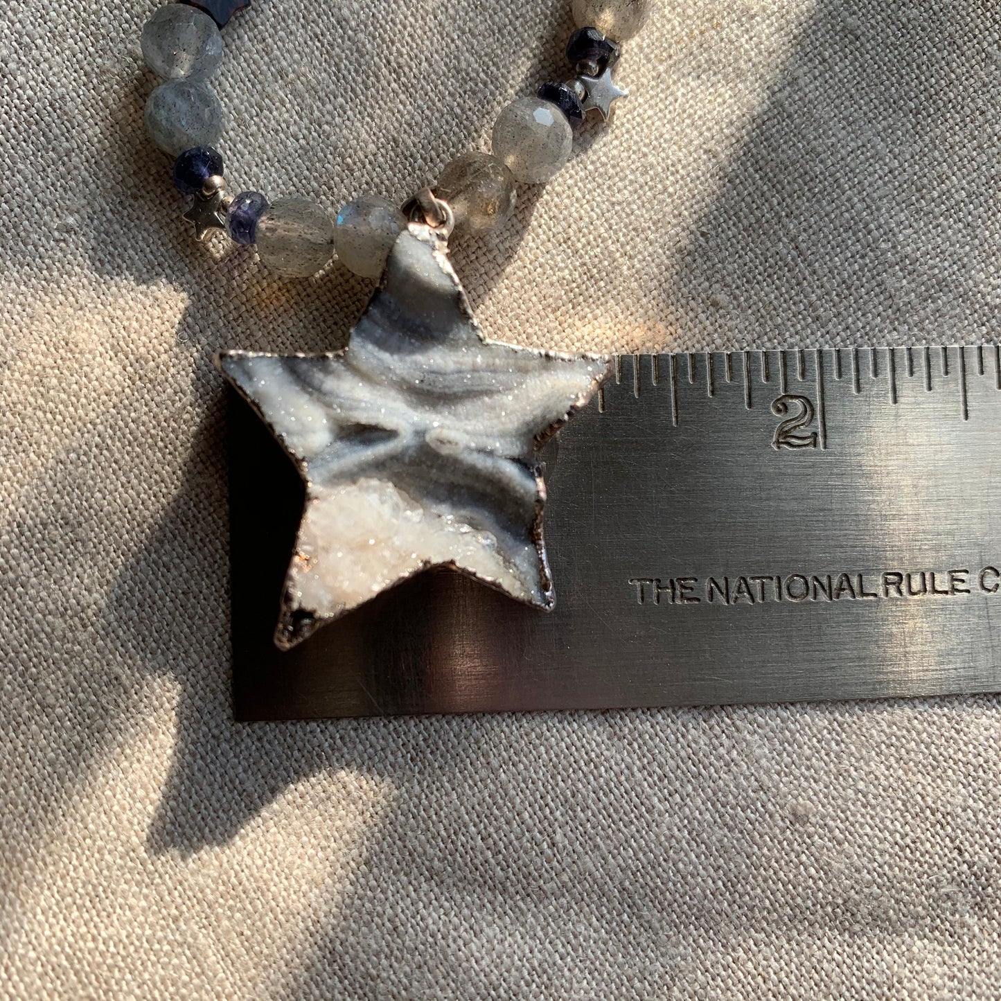 necklace "The Stars are Shining" Quartz Druzy Star, Faceted Labradorite, Stone Stars, Sterling Stars, Celestial Series, Statement piece
