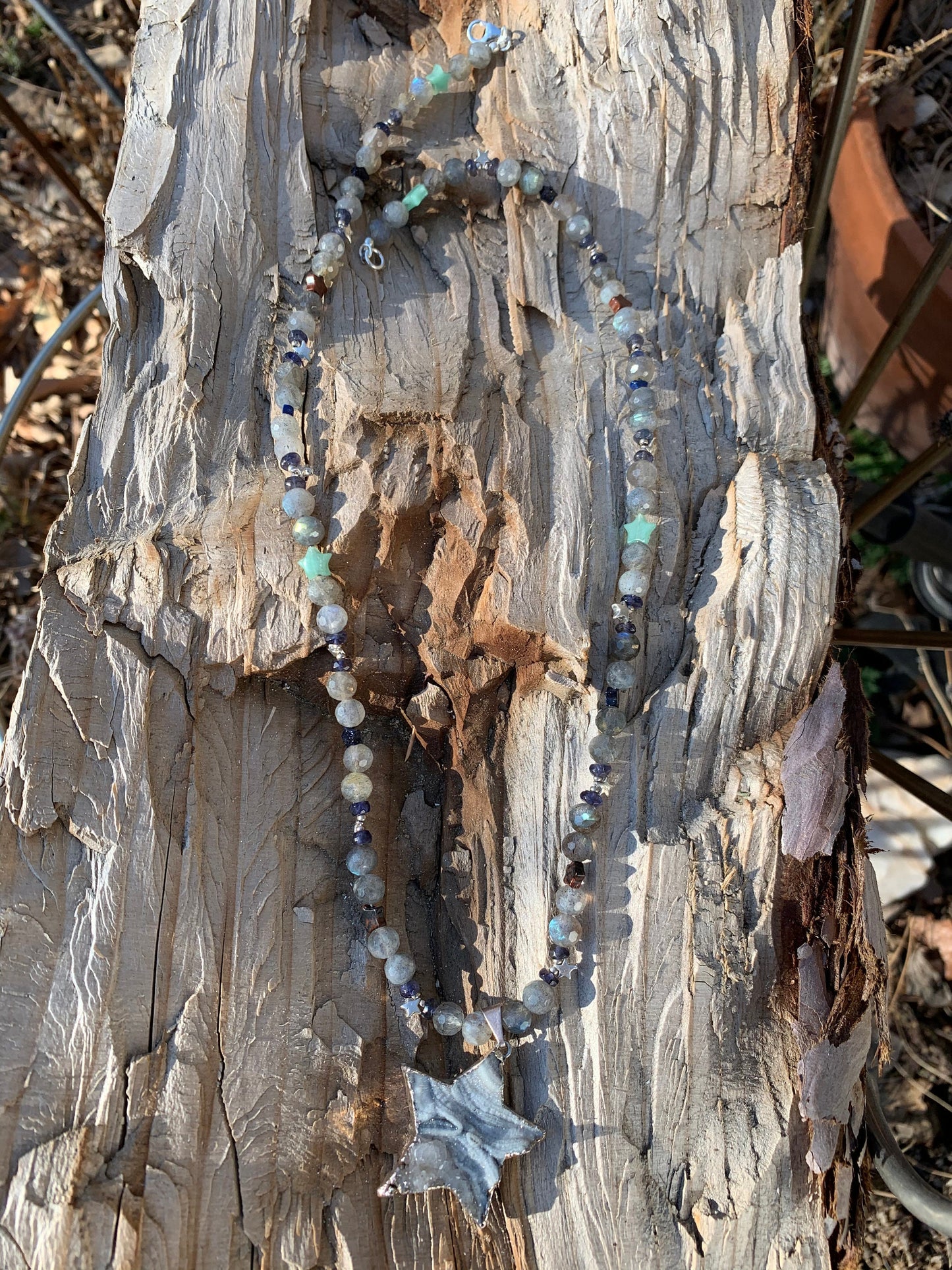 necklace "The Stars are Shining" Quartz Druzy Star, Faceted Labradorite, Stone Stars, Sterling Stars, Celestial Series, Statement piece