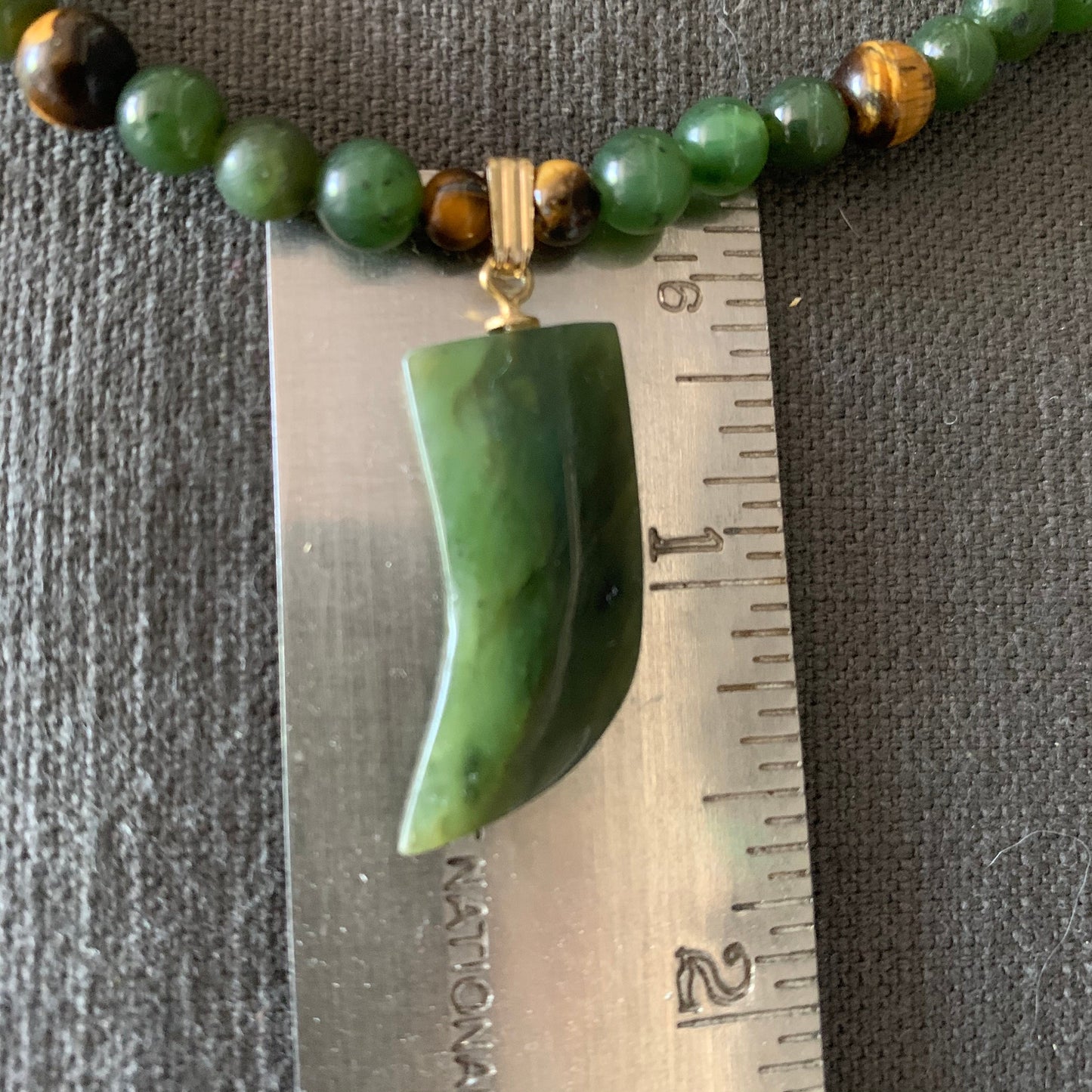 Necklace "Jade Tiger" Vintage Jade Claw/tooth, Tigers Eye, Jade jewelry, Gender Neutral, Vintage beads, Gift Idea, Tiger energy