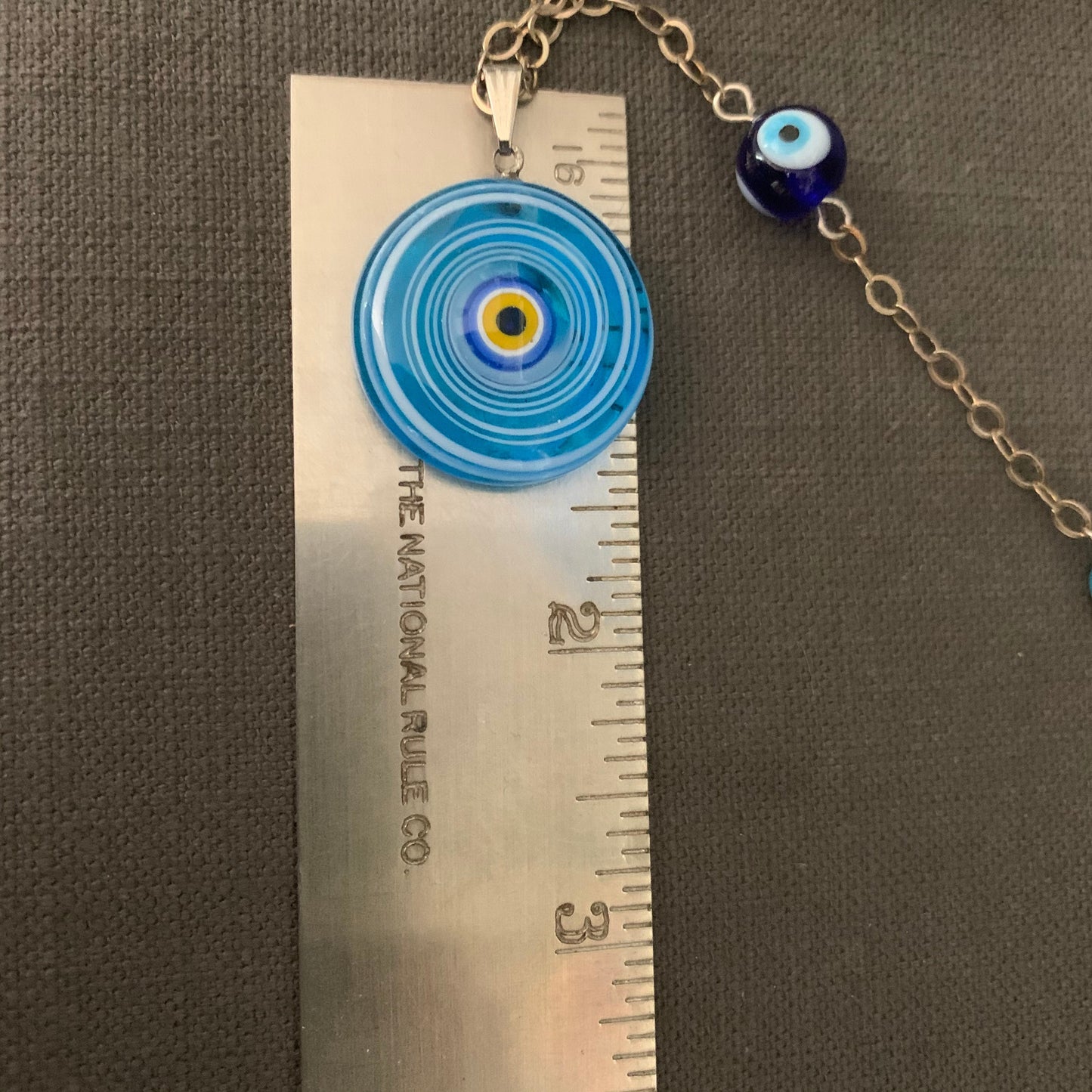 necklace "Seeing Circles" Murano glass Evil Eye pendant, Evil Eye beads, Protection charm, sterling chain, handmade links, Gender Neutral