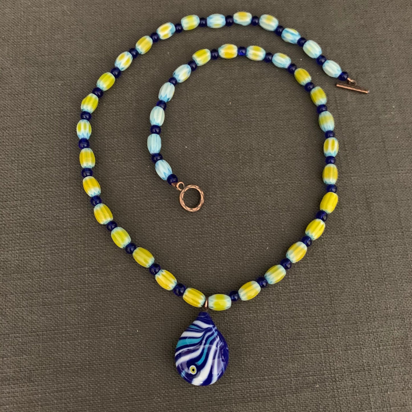necklace "Sun Spots" Murano Glass Evil Eye pendant, gift idea, millefiori beads, Protection charm, Good Luck, Reiki charged, Gender neutral