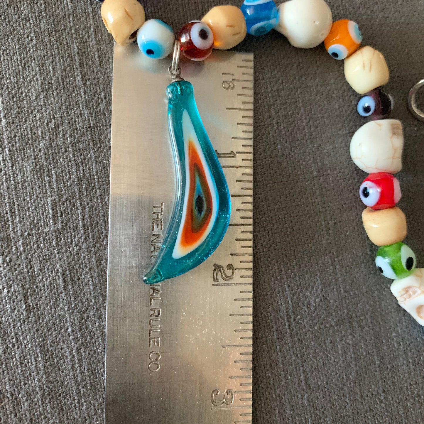 necklace "Seeing Through the Veil" Murano Glass Evil Eye pendant, Skulls, Evil Eye beads, Gift idea, Gender Neutral jewelry, Reiki, Samhain