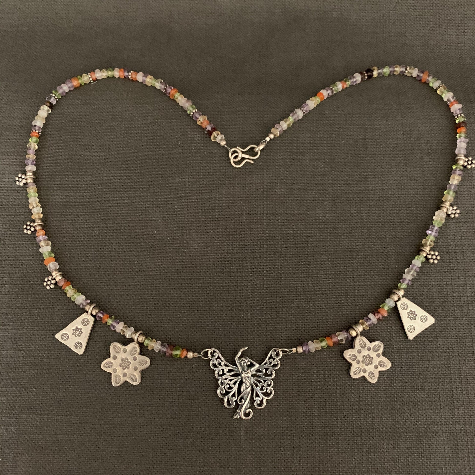 necklace "Broom Fairy" sterling Fairy pendant, Hill Tribe Silver charms, Fairy jewelry, Gift Idea, Midsummer's Night Dream, Fae jewelry