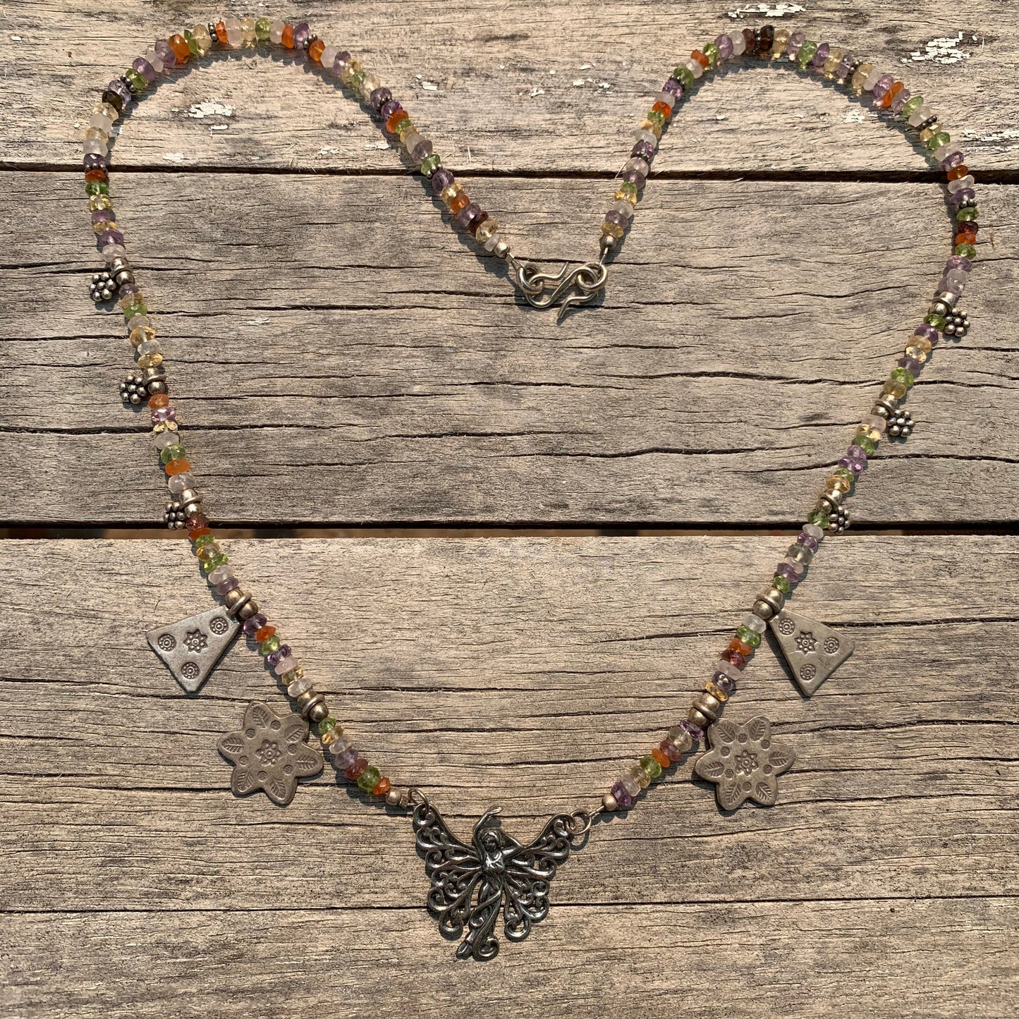 necklace "Broom Fairy" sterling Fairy pendant, Hill Tribe Silver charms, Fairy jewelry, Gift Idea, Midsummer's Night Dream, Fae jewelry