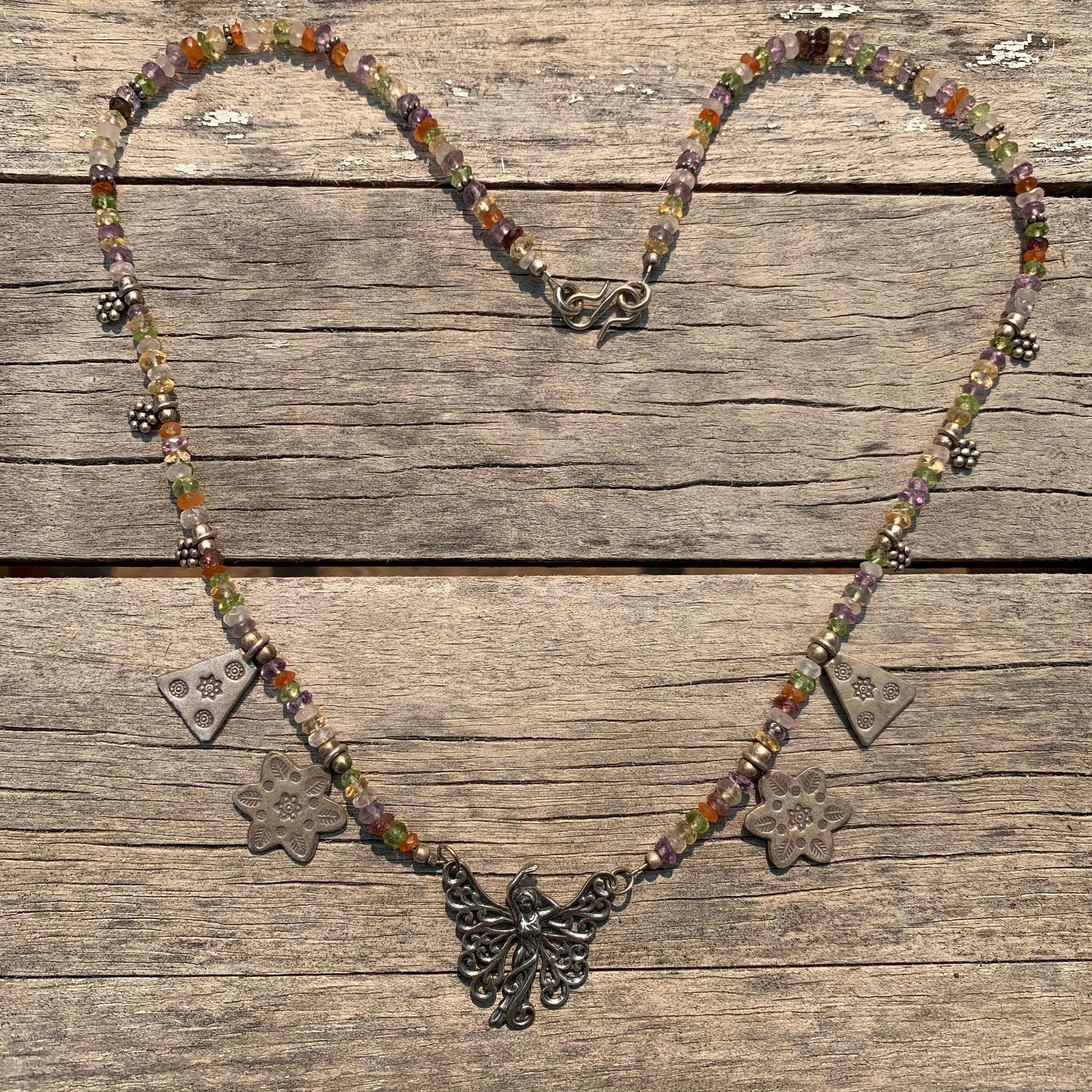 necklace "Broom Fairy" sterling Fairy pendant, Hill Tribe Silver charms, Fairy jewelry, Gift Idea, Midsummer's Night Dream, Fae jewelry