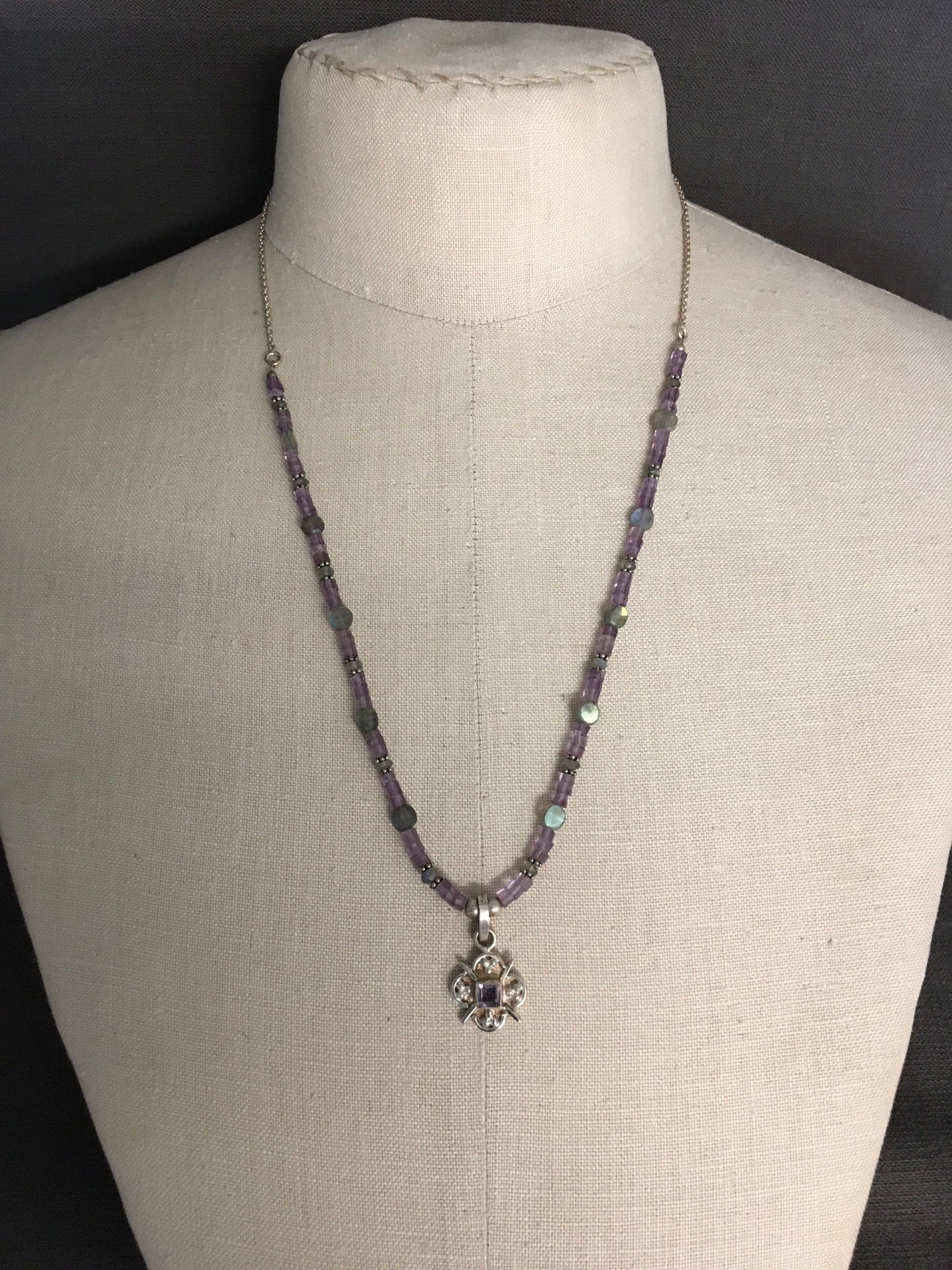 necklace "North Star" Amethyst pendant, Amethyst, Labradorite, Celestial series, Guiding Light, Reiki charged, Chakra jewelry