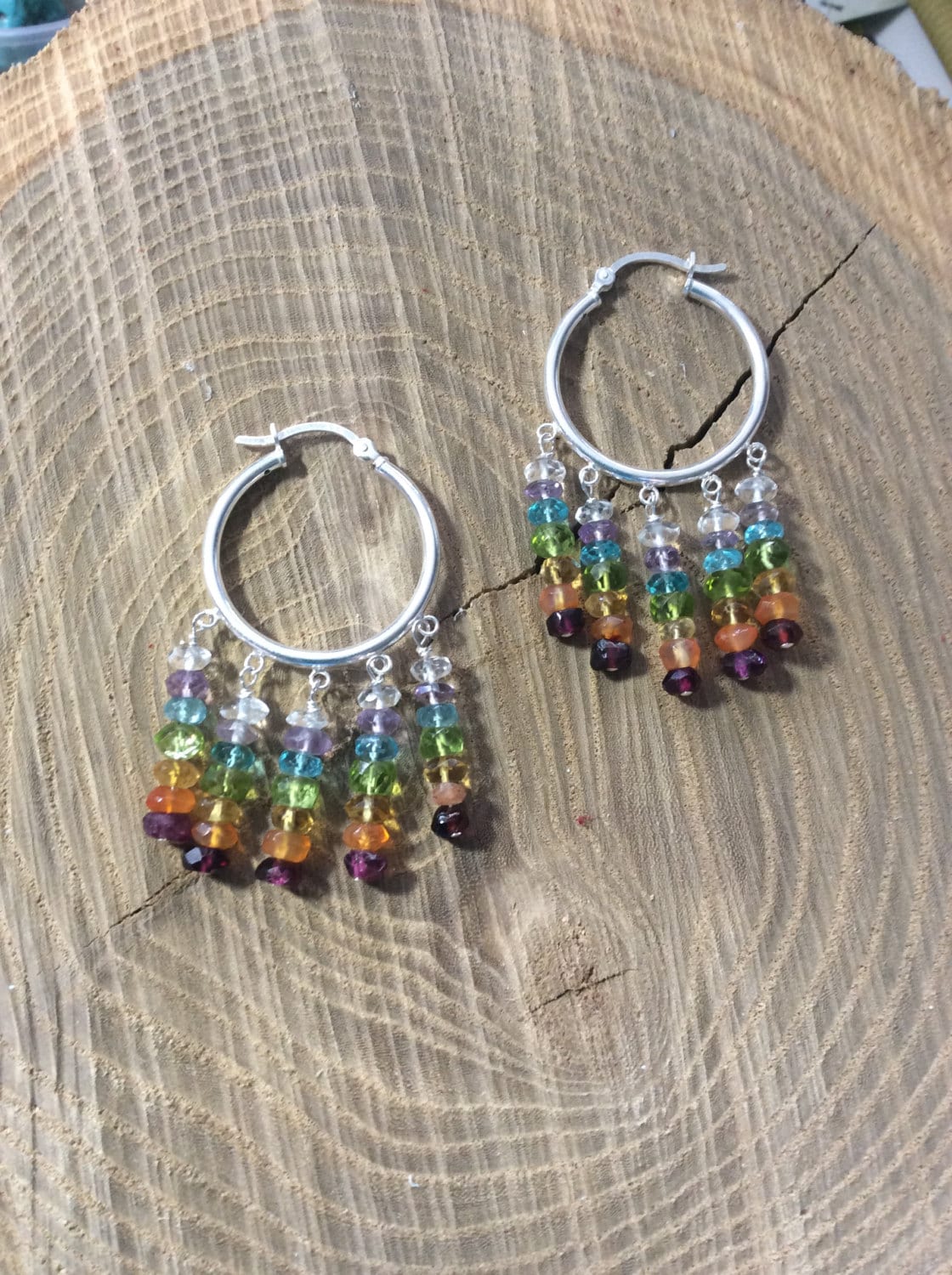 earrings "Rainbow Hoops" sterling hoops, Rainbow earrings, LGBTQ+ jewelry, Pride, Ally, chakra jewelry, Reiki charged, hoop earrings