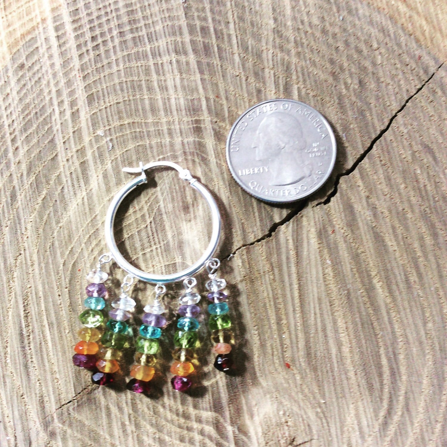 earrings "Rainbow Hoops" sterling hoops, Rainbow earrings, LGBTQ+ jewelry, Pride, Ally, chakra jewelry, Reiki charged, hoop earrings