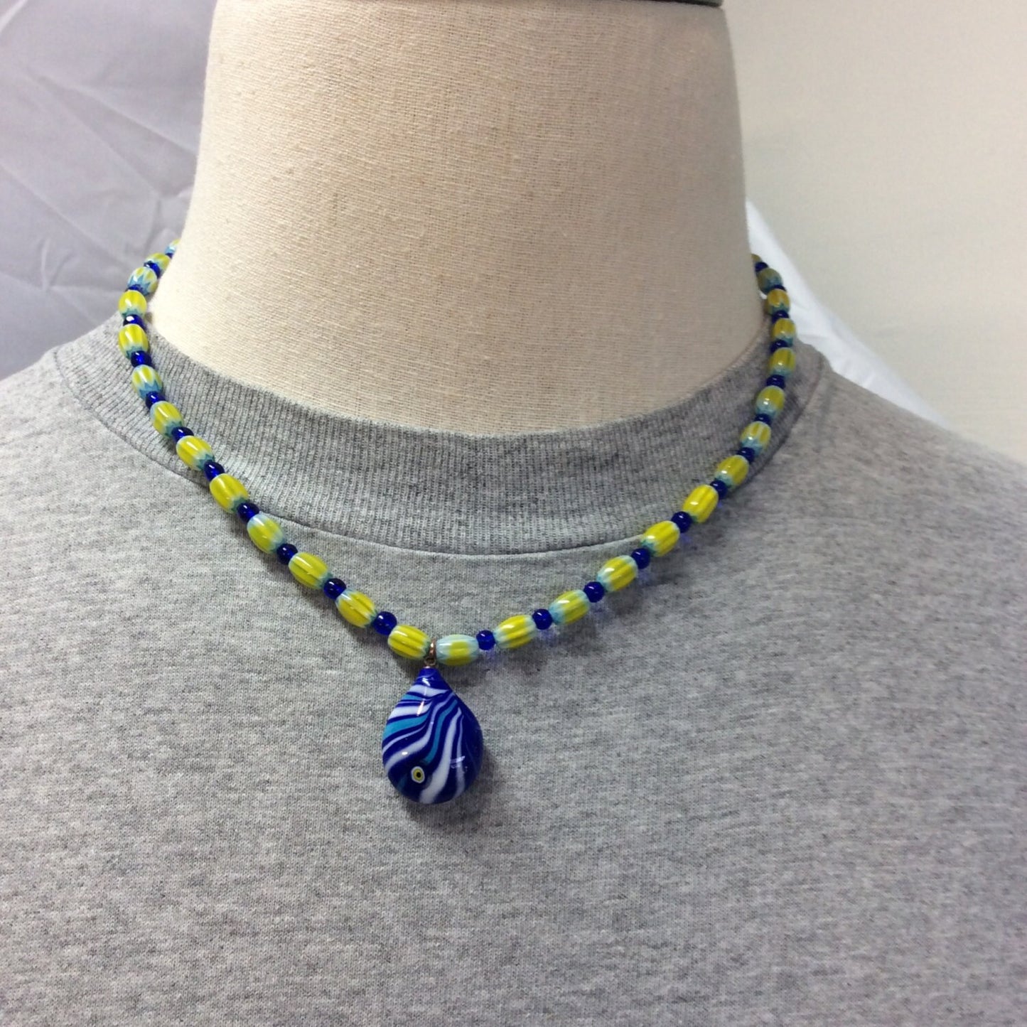 necklace "Sun Spots" Murano Glass Evil Eye pendant, gift idea, millefiori beads, Protection charm, Good Luck, Reiki charged, Gender neutral