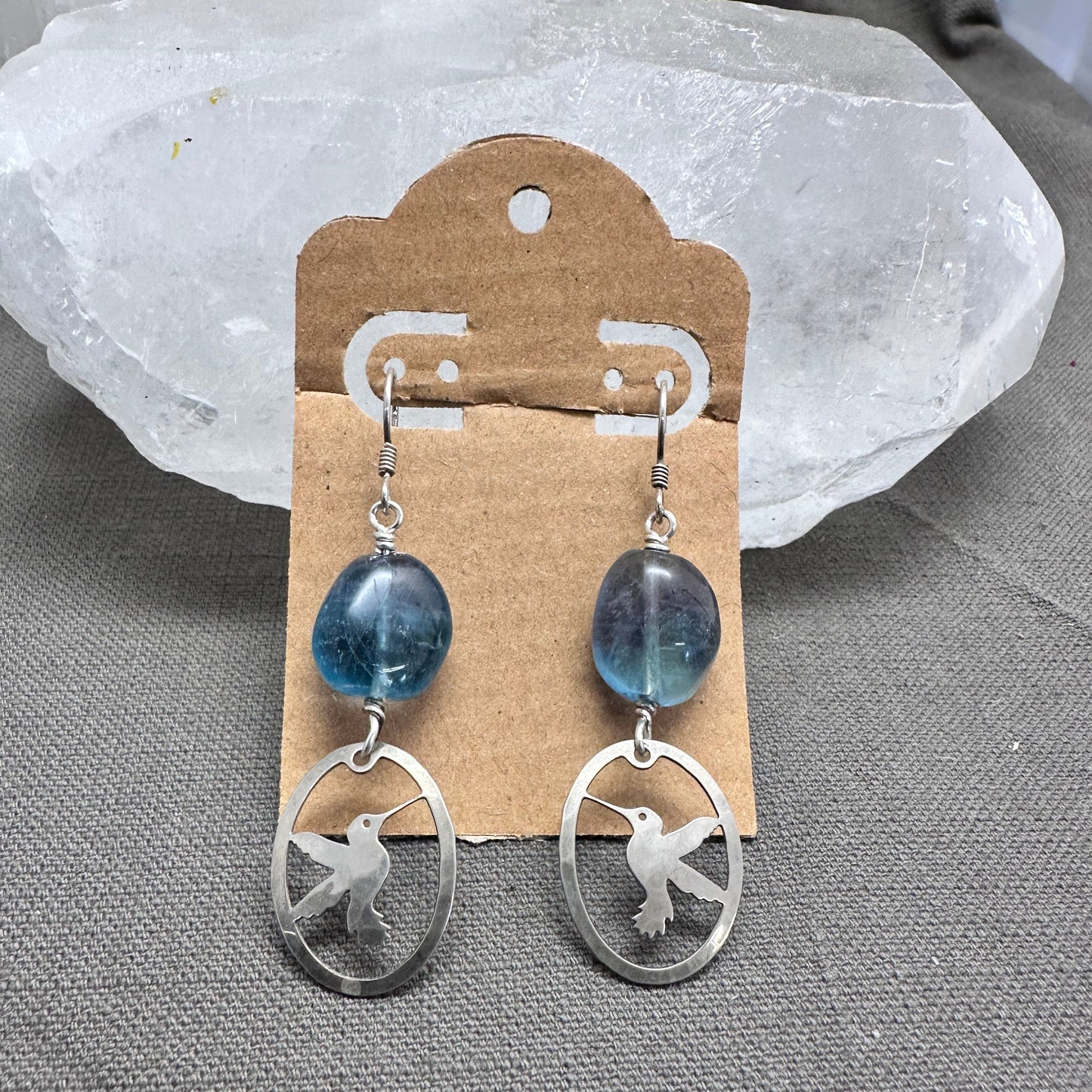 Hummingbirds and Fluorite earrings