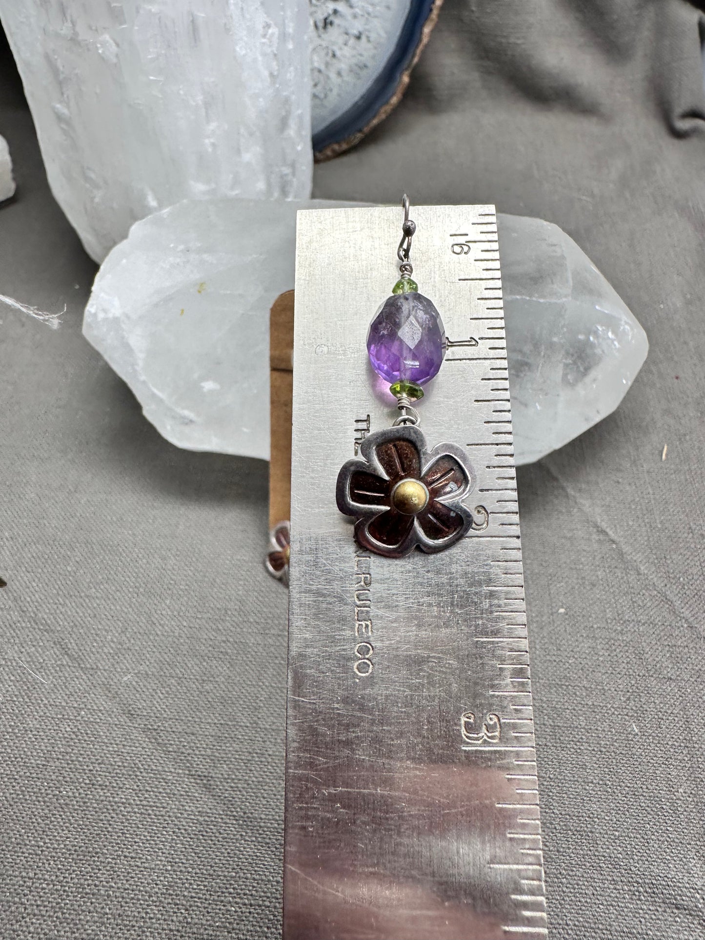 Amethyst and Flower earrings