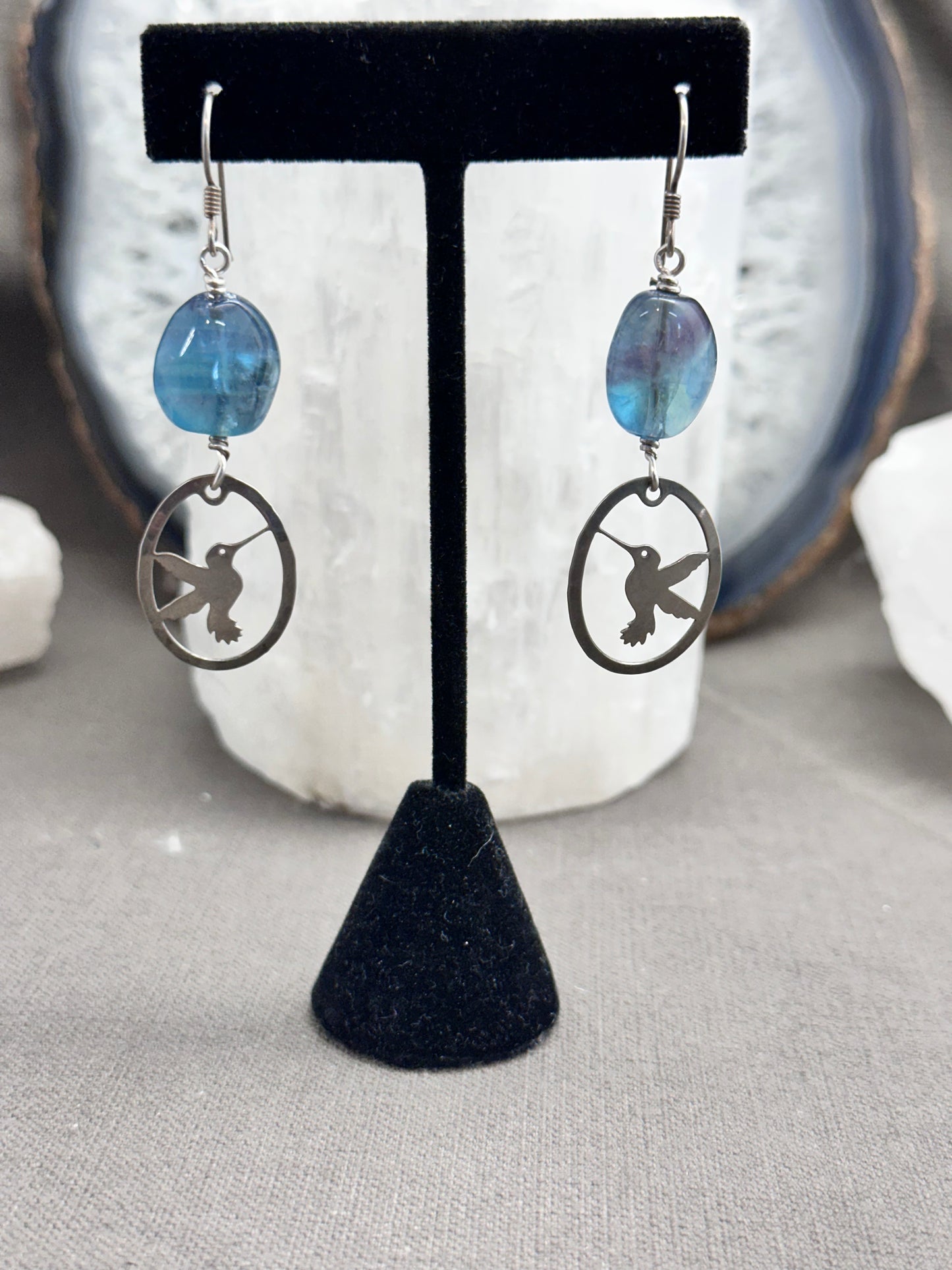 Hummingbirds and Fluorite earrings