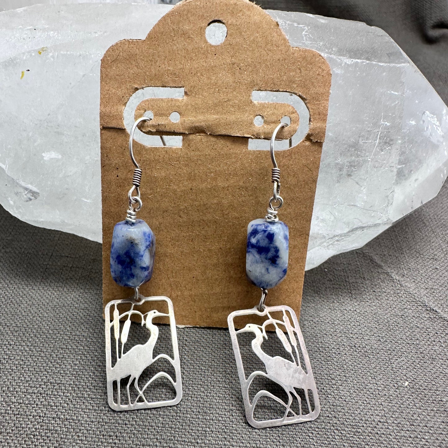 Cranes and Sodalite earrings