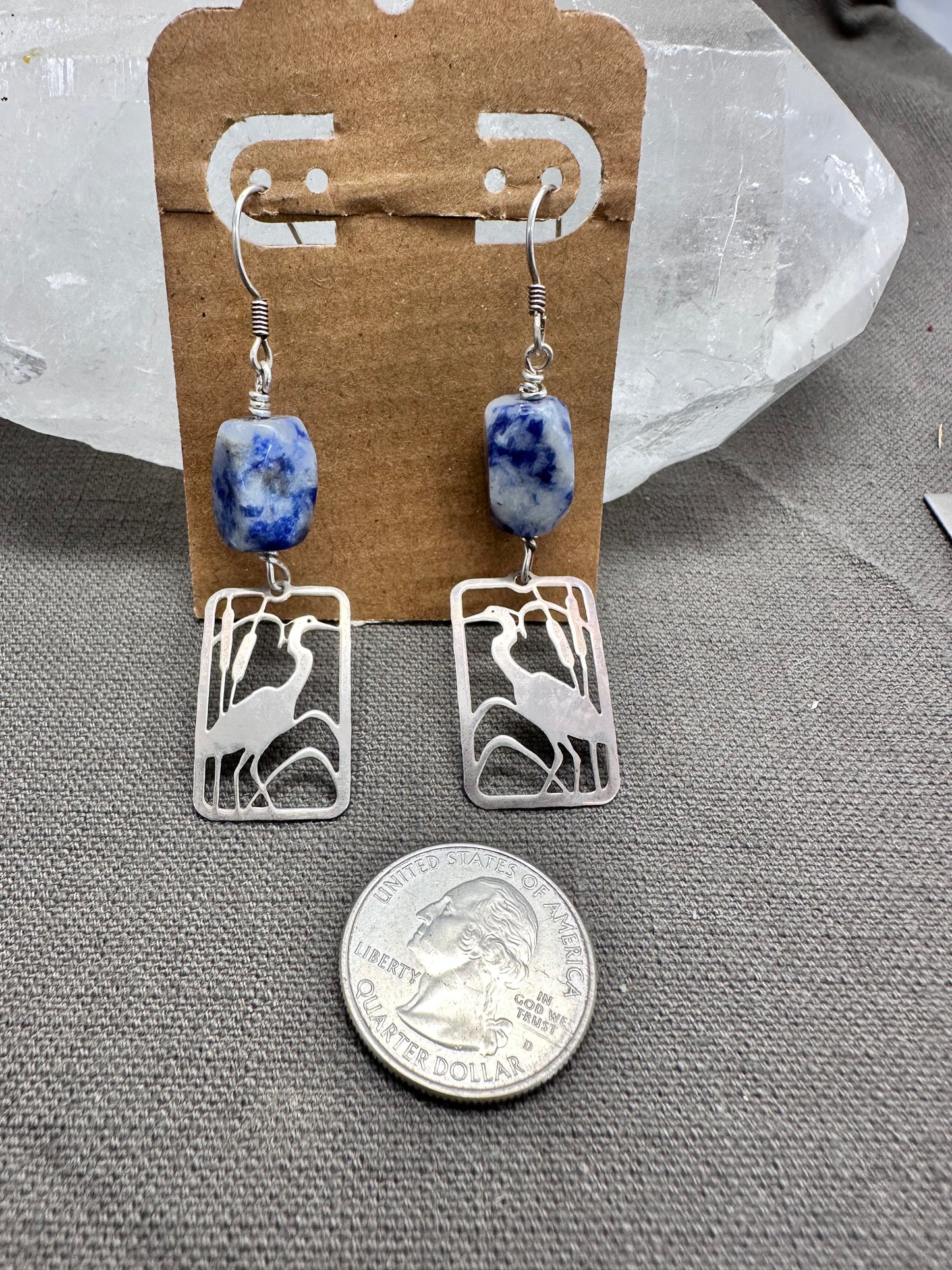 Cranes and Sodalite earrings