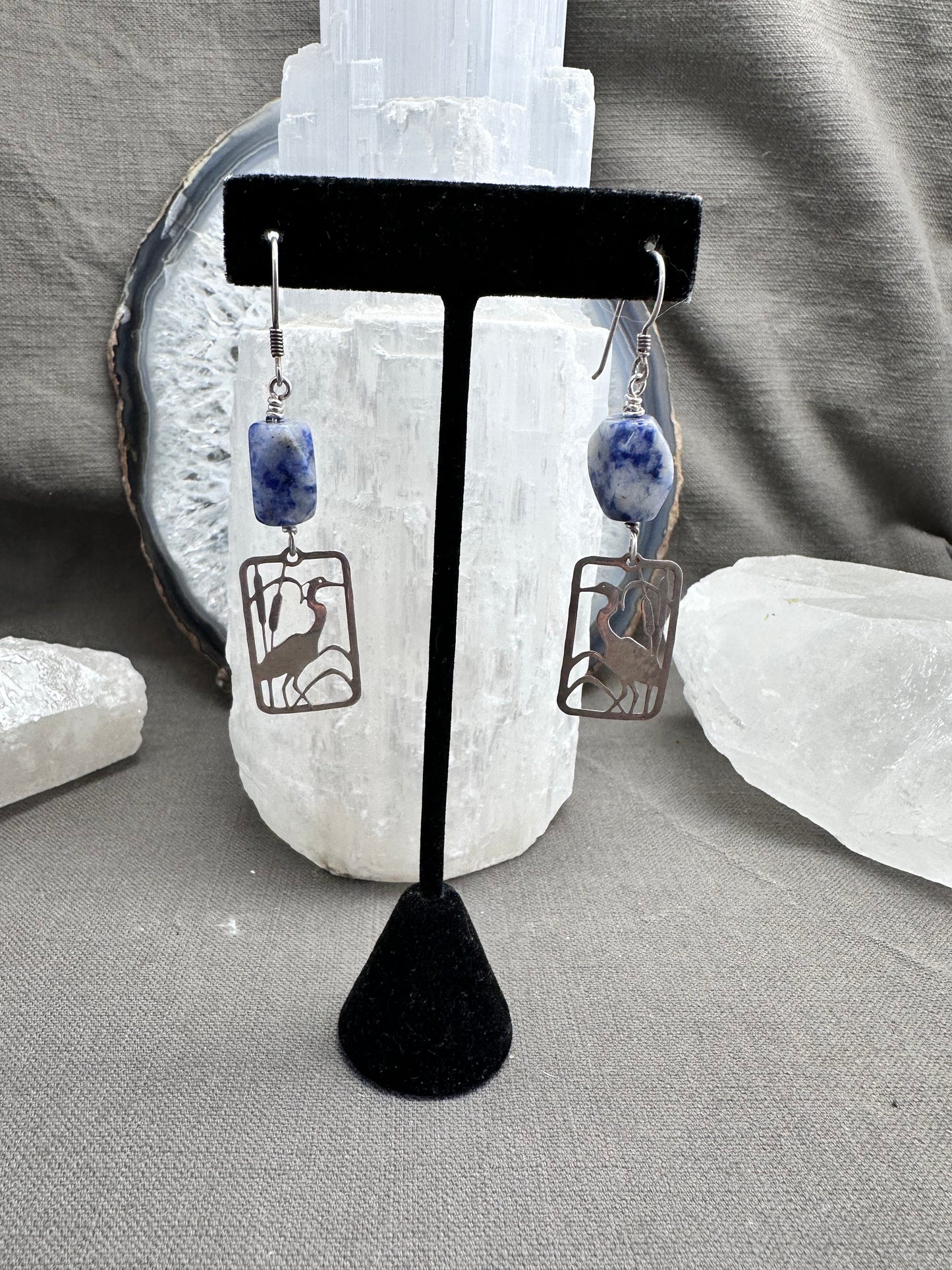 Cranes and Sodalite earrings