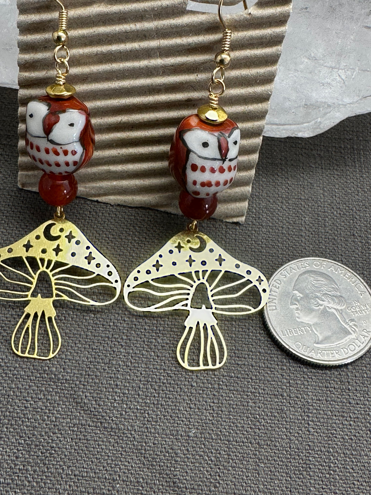 Owl & Mushroom earrings