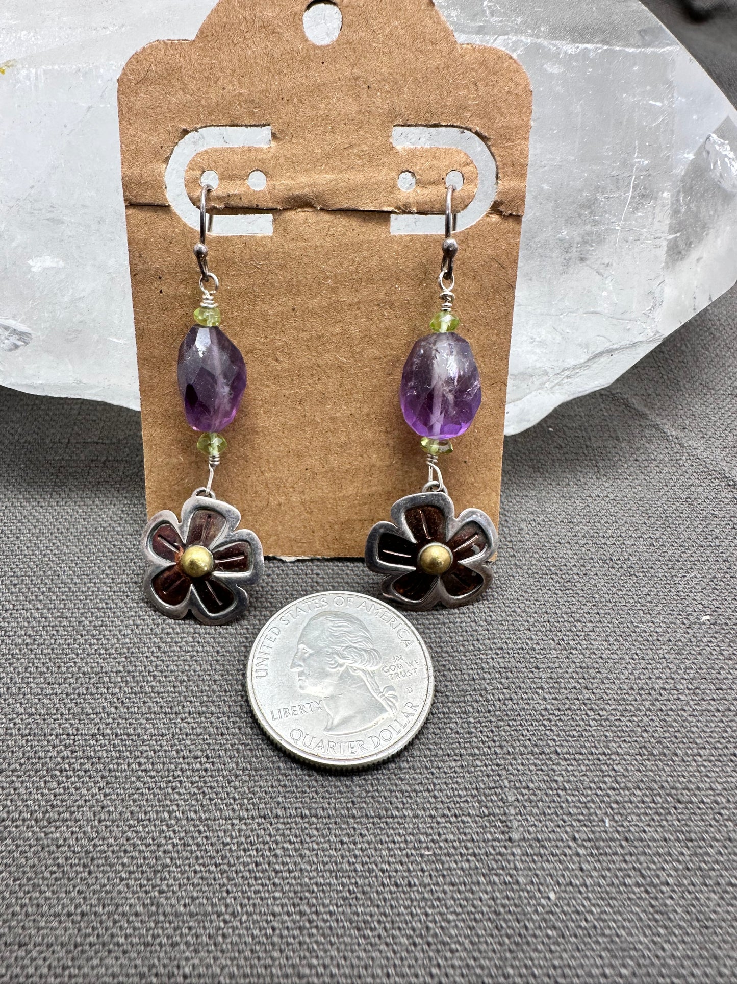 Amethyst and Flower earrings