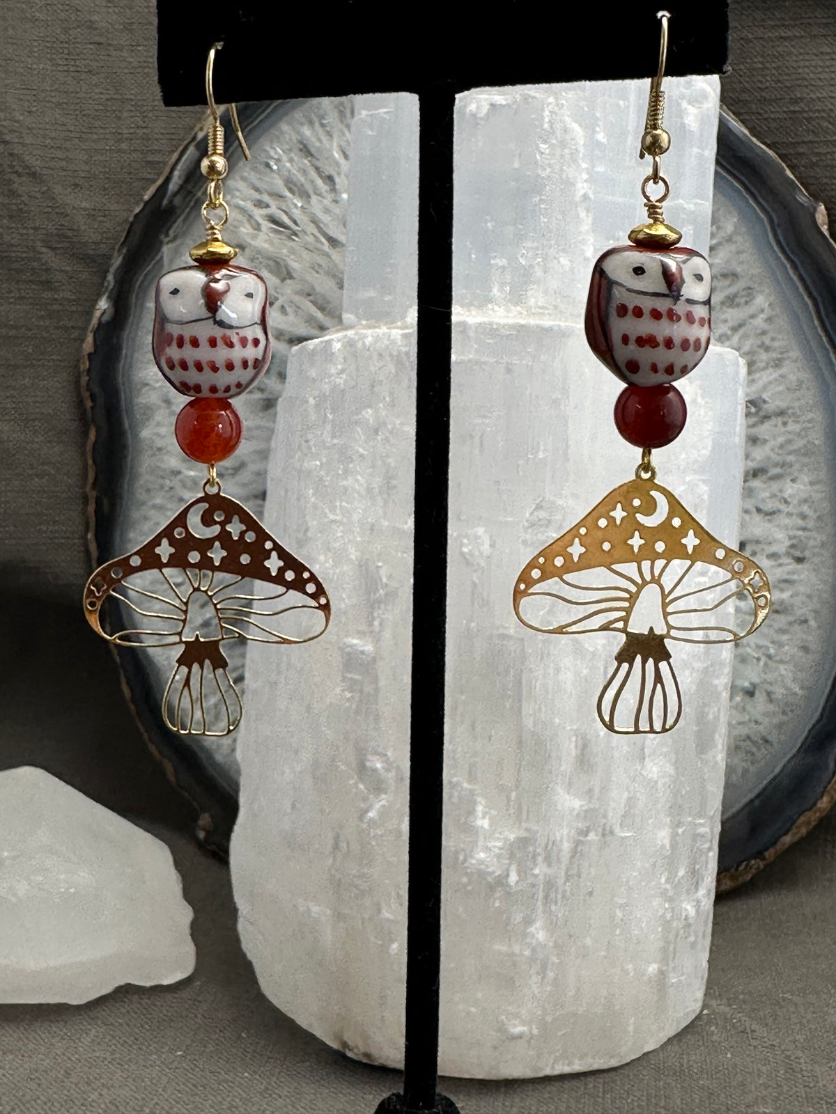 Owl & Mushroom earrings