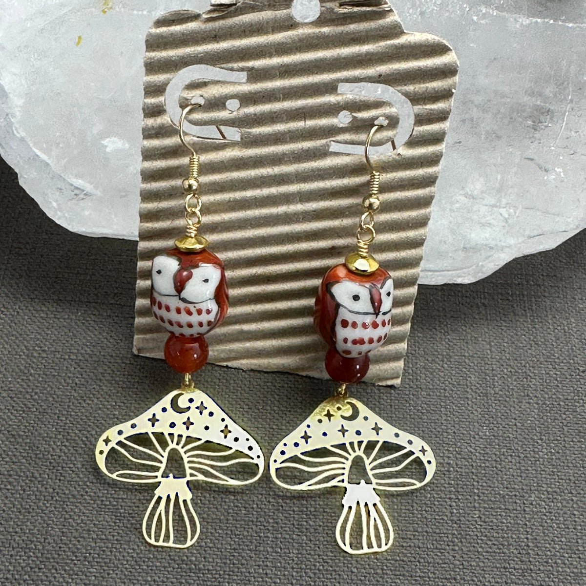 Owl & Mushroom earrings