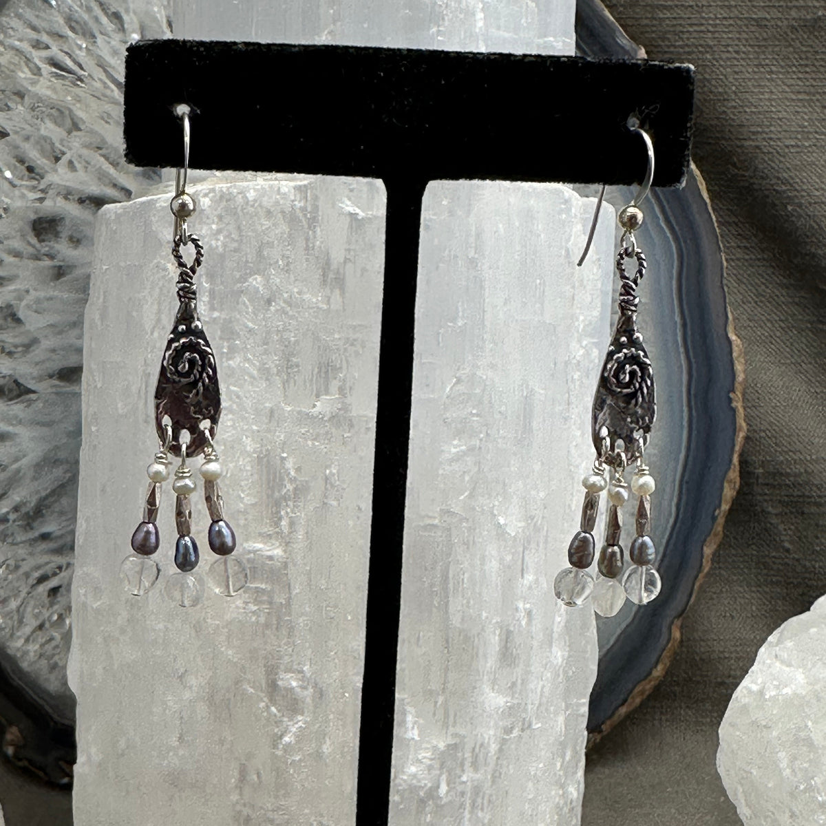 Spirals and Pearls earrings