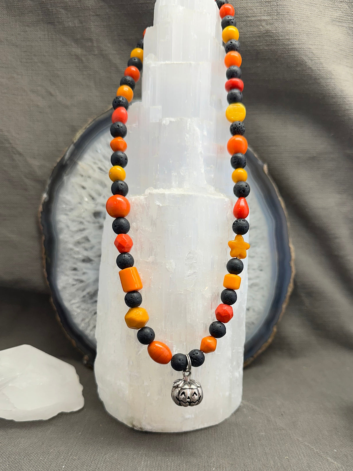 Jack-o’-lantern necklace