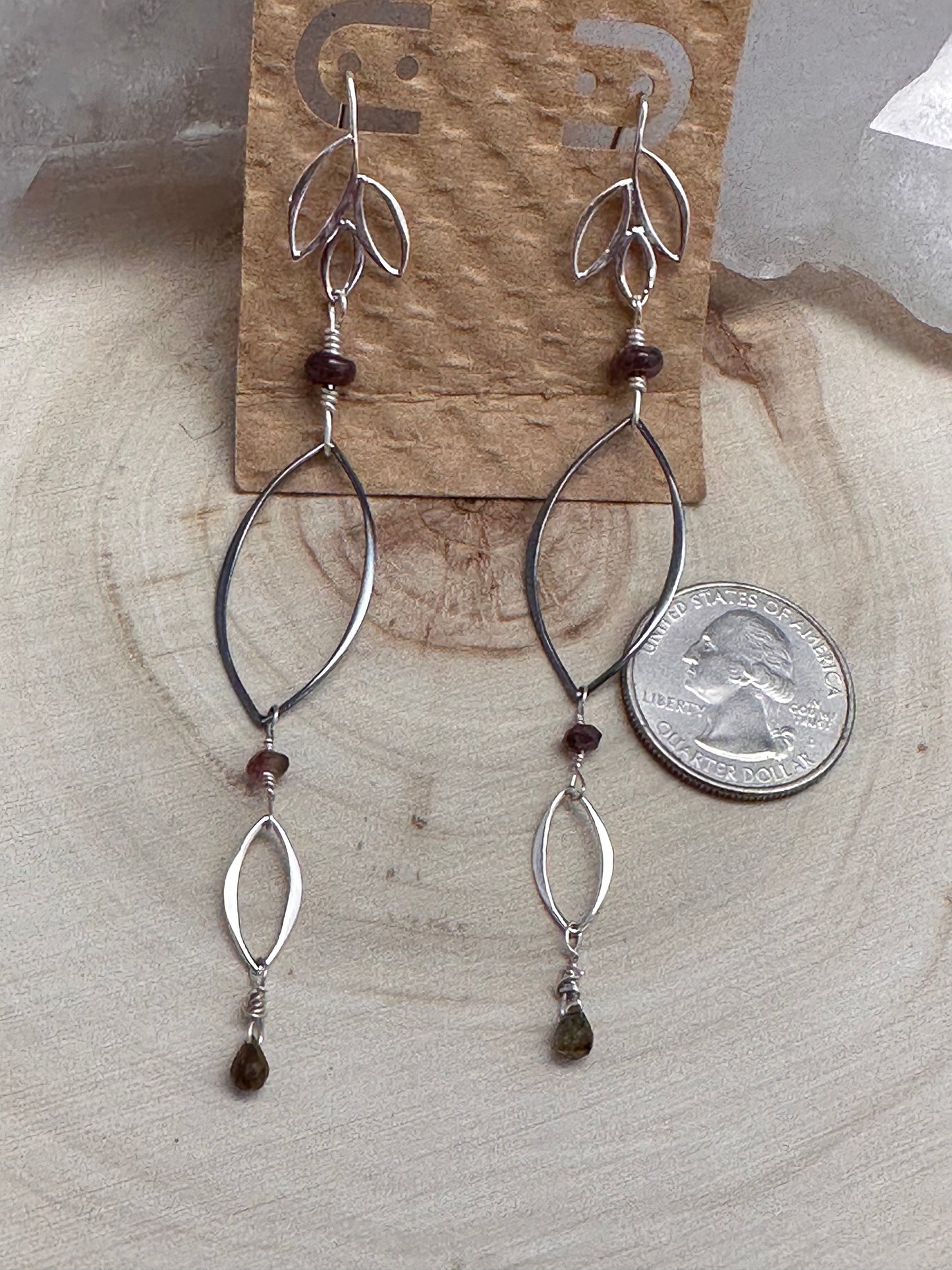 Leaves & Tourmaline earrings