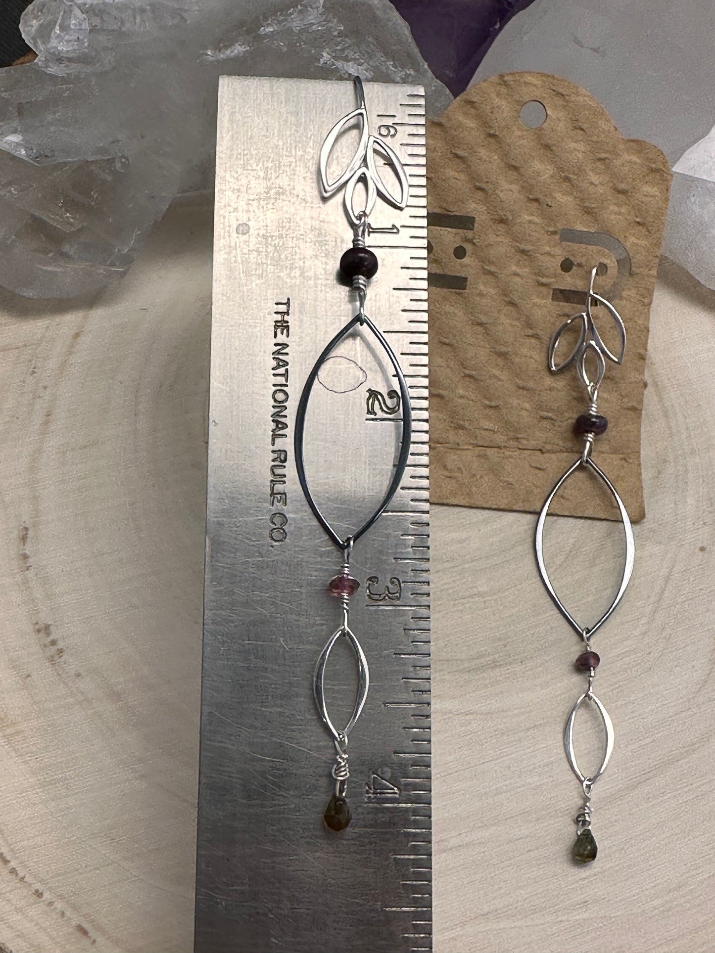 Leaves & Tourmaline earrings