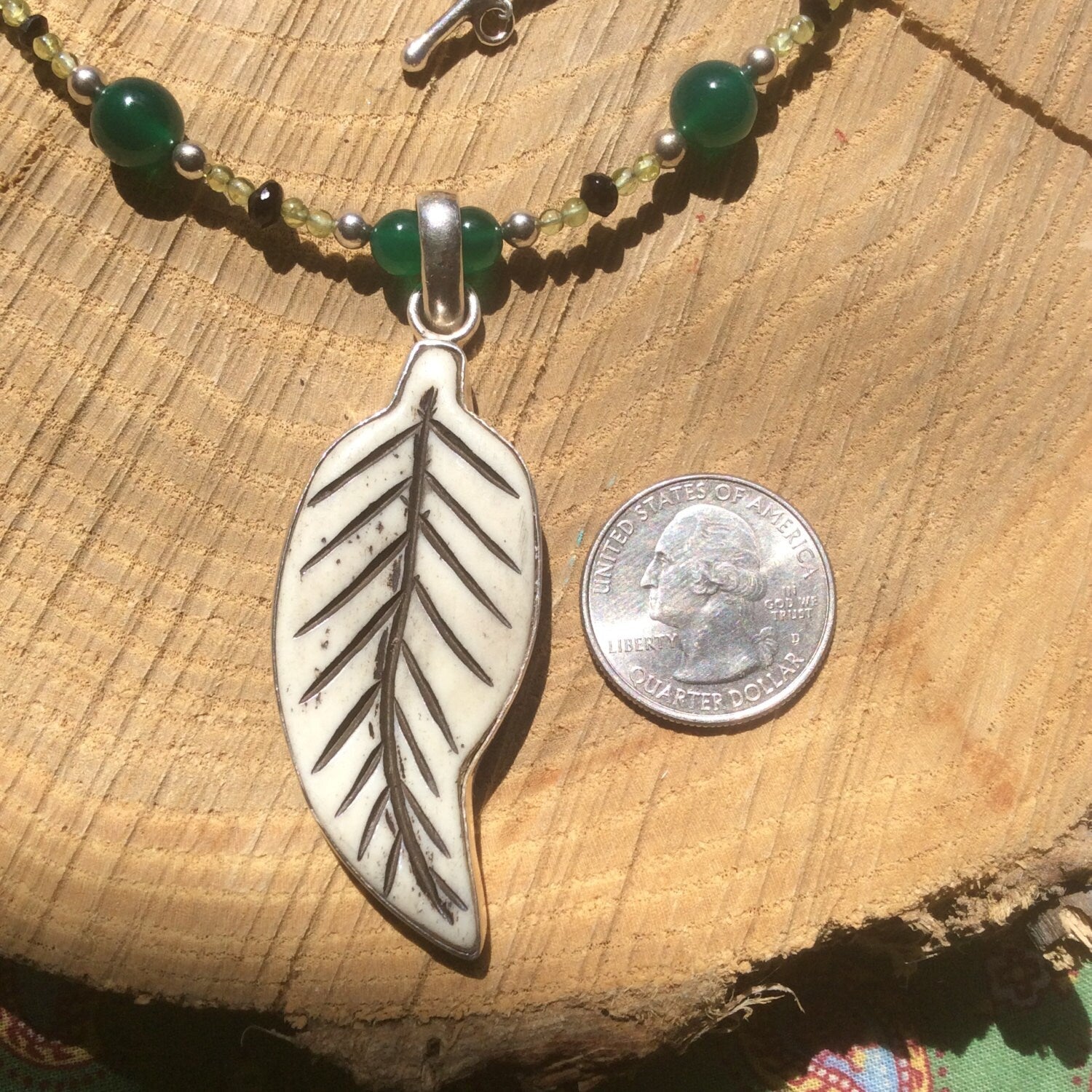 necklace "Sprout" Leaf pendant, Green Onyx, Peridot, Gender Neutral jewelry, Leaf necklace, Reiki charged, Gift idea, Stacking jewelry