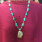 necklace "Hand Held High" Nepal Hamsa, Tibetan turquoise, Red Coral, Hand of God, Hand of Fatima, Gift idea, Gender Neutral jewelry, Reiki