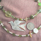 necklace "Peace" Dove pendant, Statement Piece, Spring Line, Gift idea, Birds, Earth Day, Peridot, shell heishi, leaves, Gender Neutral